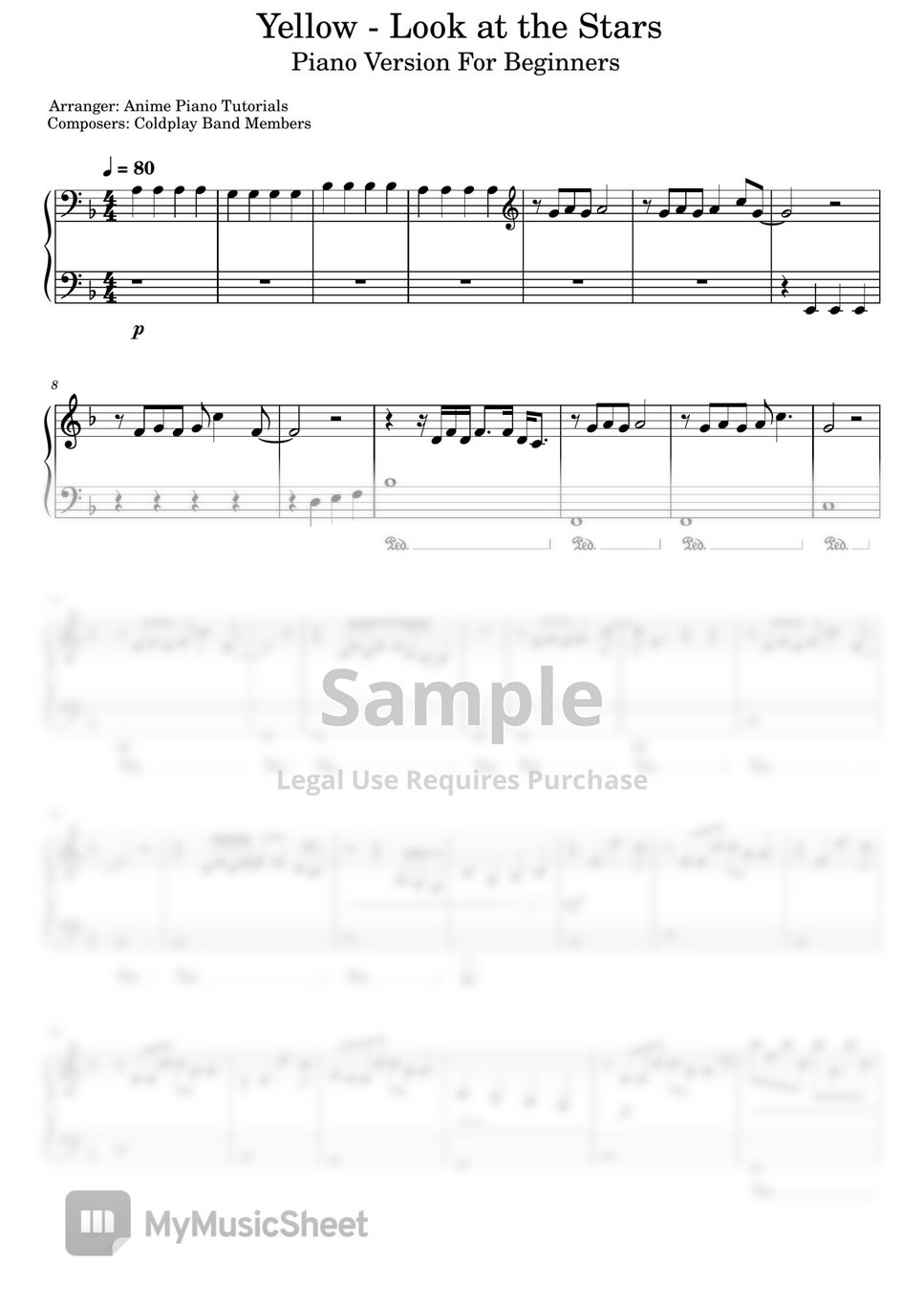 coldplay-band-members-yellow-look-at-the-stars-beginner-sheet-music