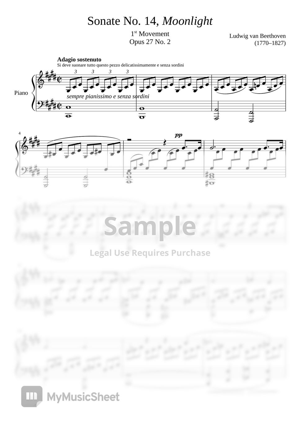 Ludwig Van Beethoven - Sonate No. 14, “Moonlight” 1st Movement by Ludwig Van Beethoven