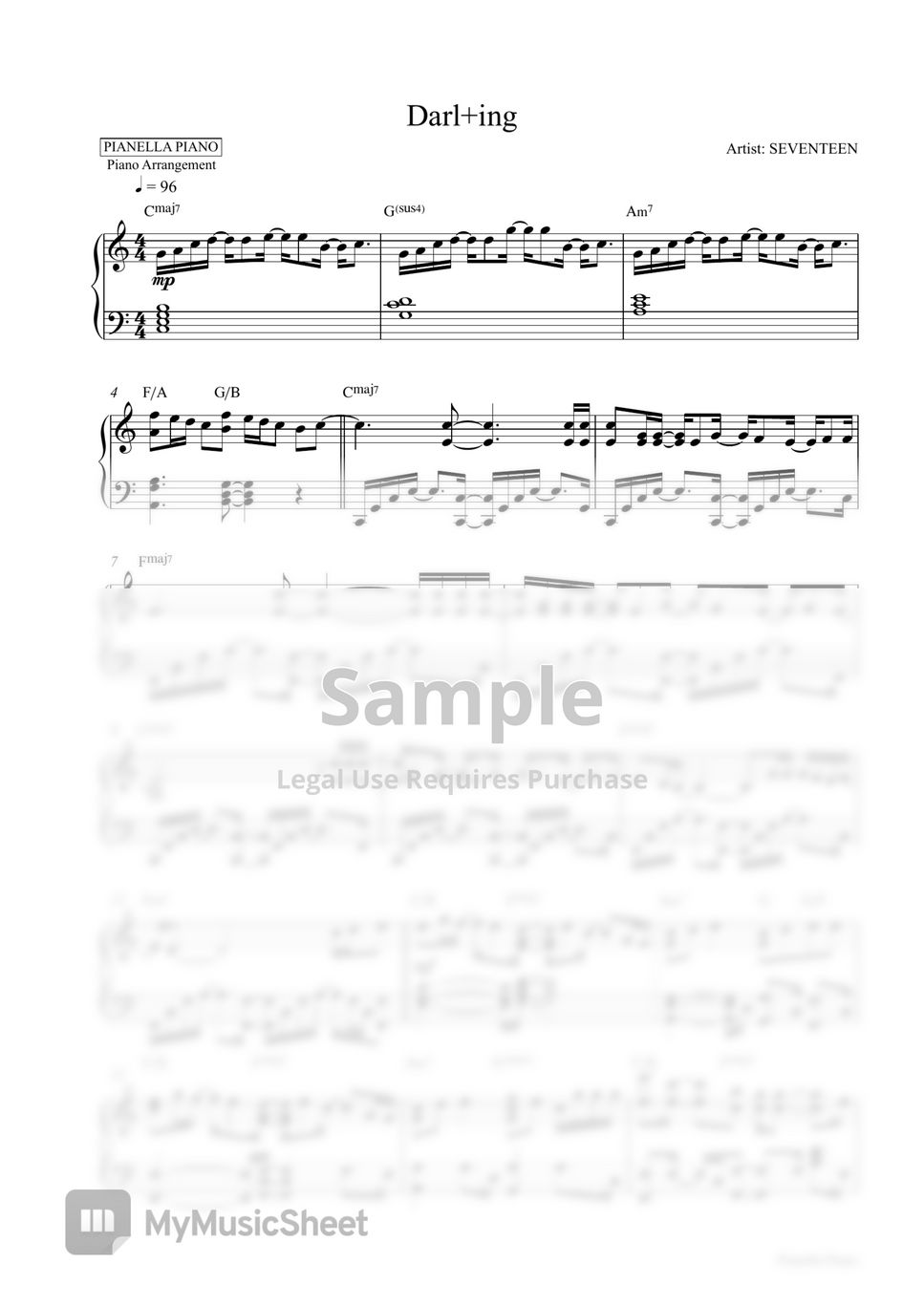 SEVENTEEN - Darl+ing (Piano Sheet) by Pianella Piano