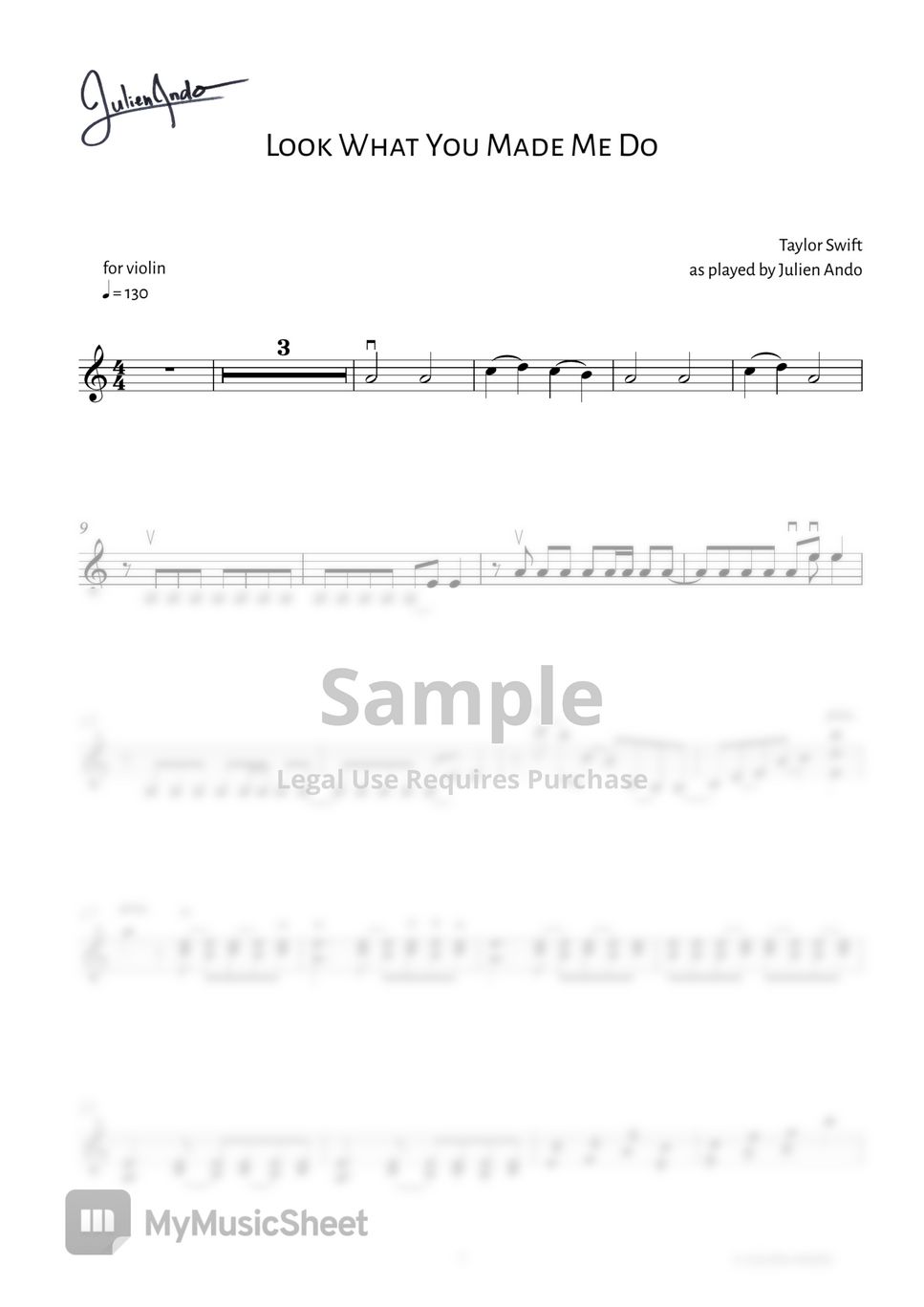 Taylor Swift - Look What You Made Me Do Sheets by Julien Ando