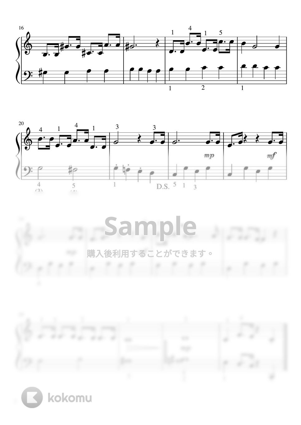 F.バーナード - ウィンターワンダーランド (Cdur・ピアノソロ初級・指番号付き) by pfkaori