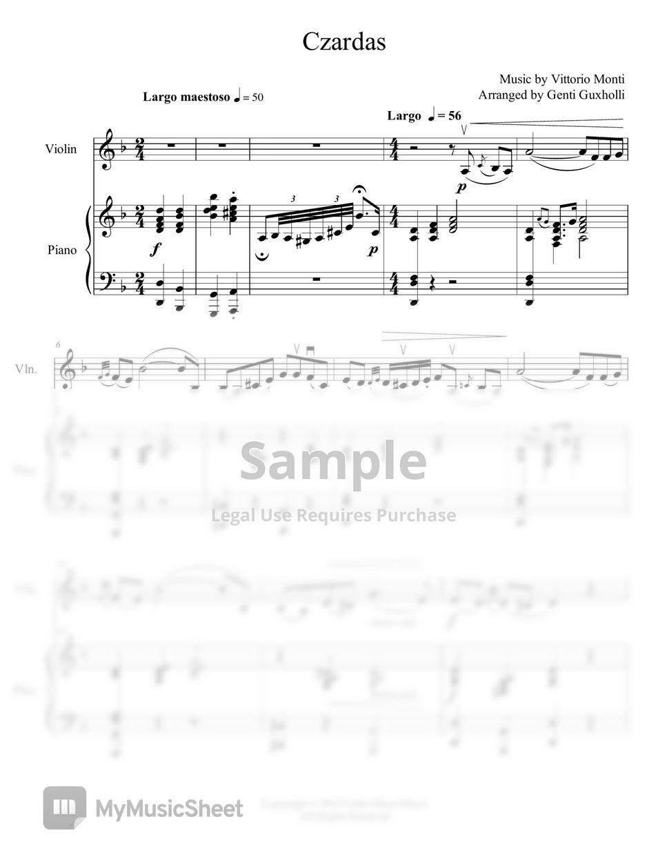 Vittorio Monto - Czardas (Violin Solo with Piano Accompaniment) by Genti Guxholli