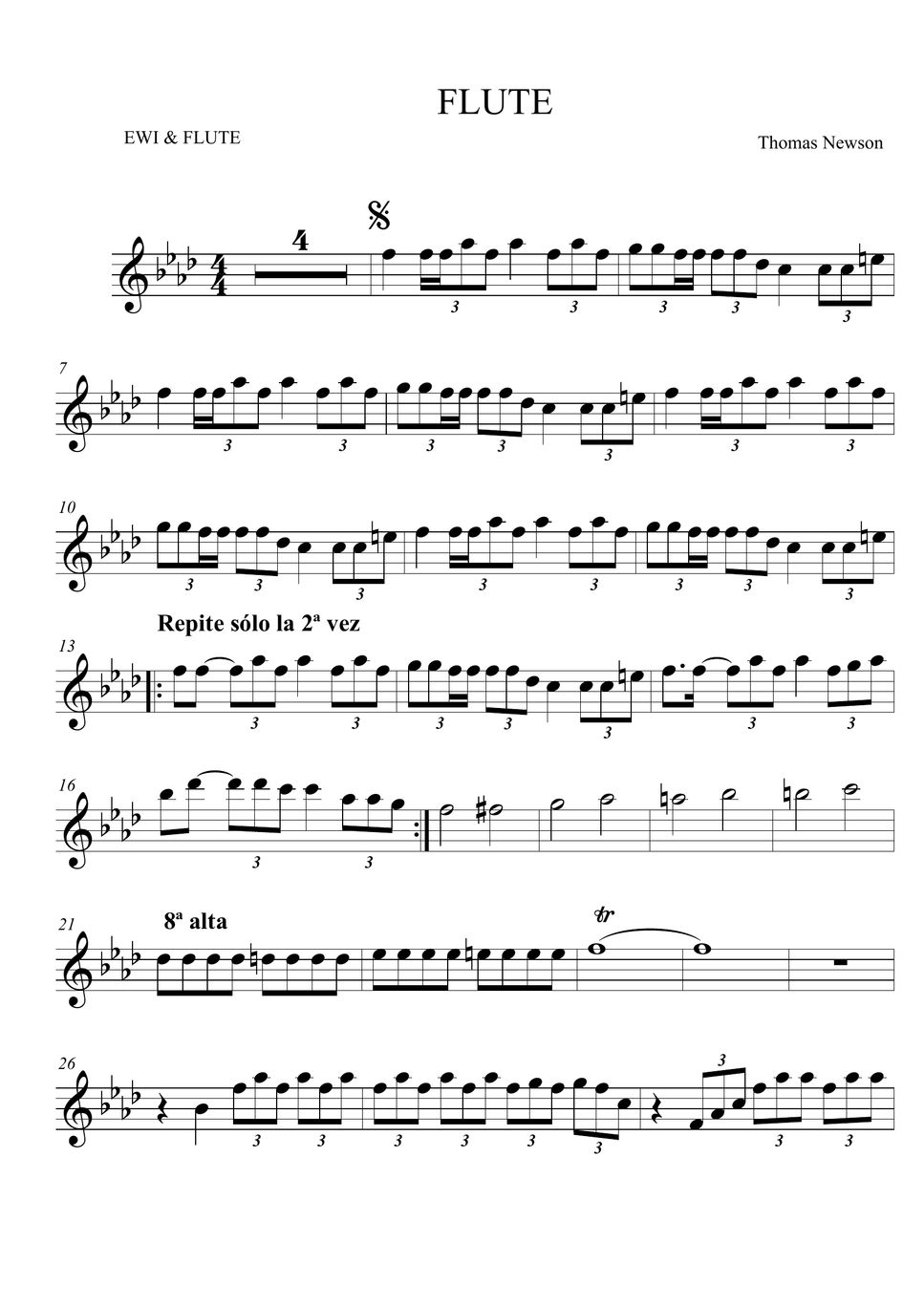 FLUTE - Thomas Newson (EWI & Flute) Sheet by Ismael Dorado