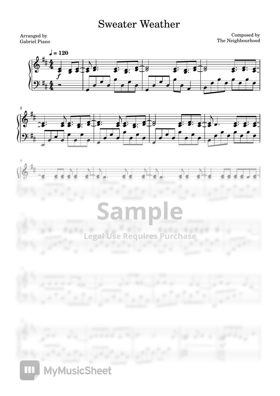 The Neighbourhood - Sweater Weather Sheet music for Piano (Solo