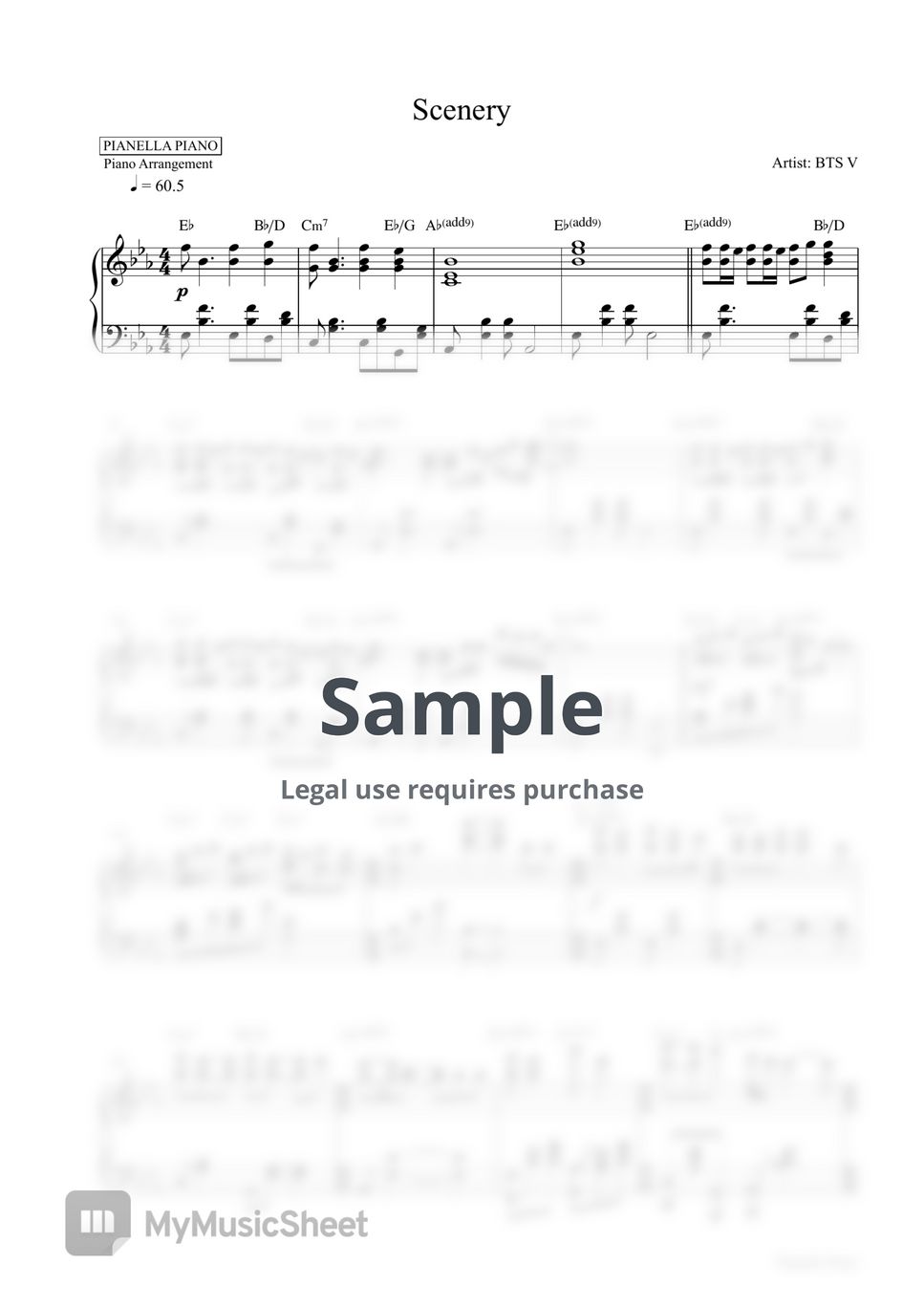 BTS V - Scenery (Piano Sheet) Sheets By Pianella Piano