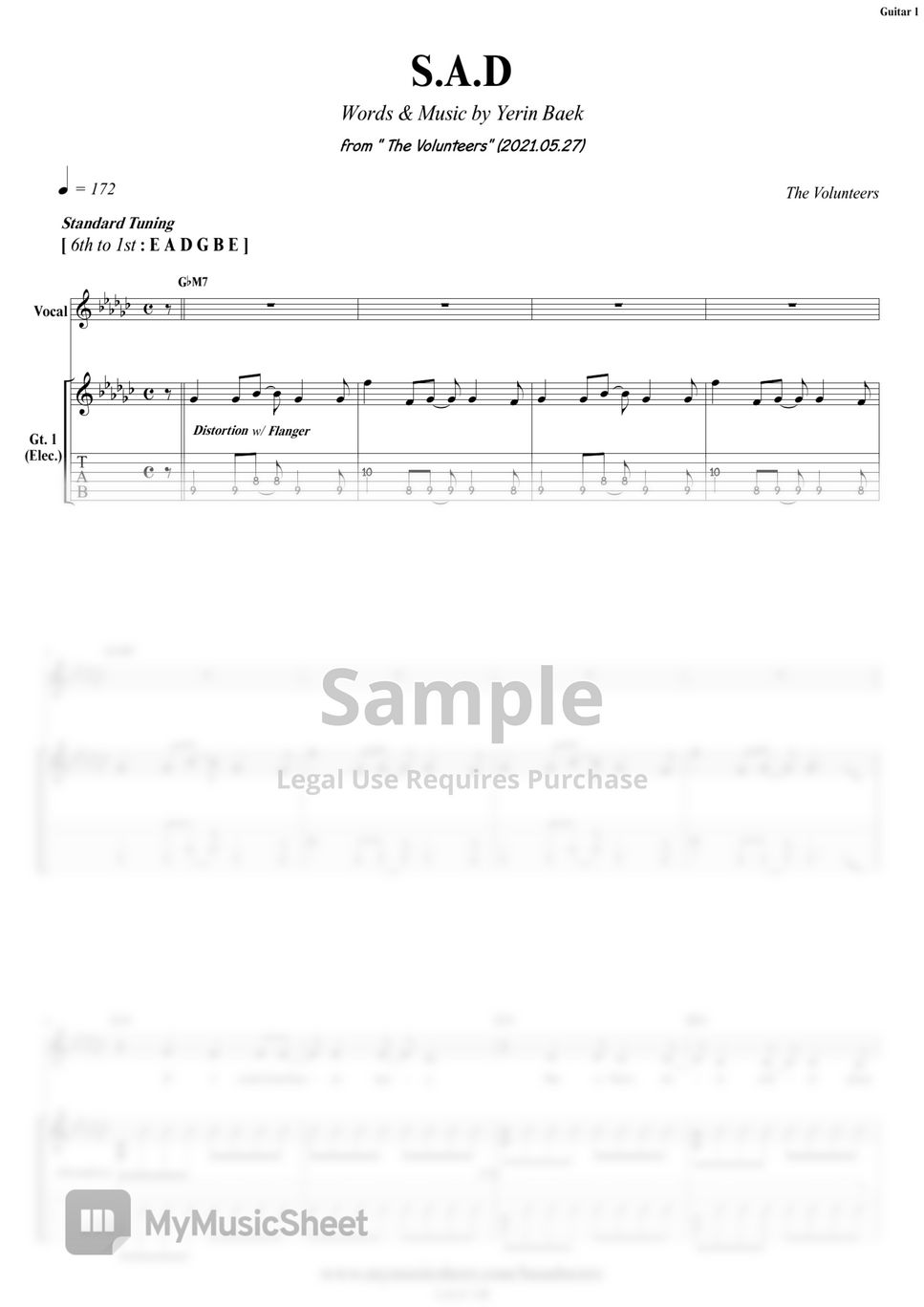 The Volunteers (Yerin Baek) - S.A.D | Guitar Sheets