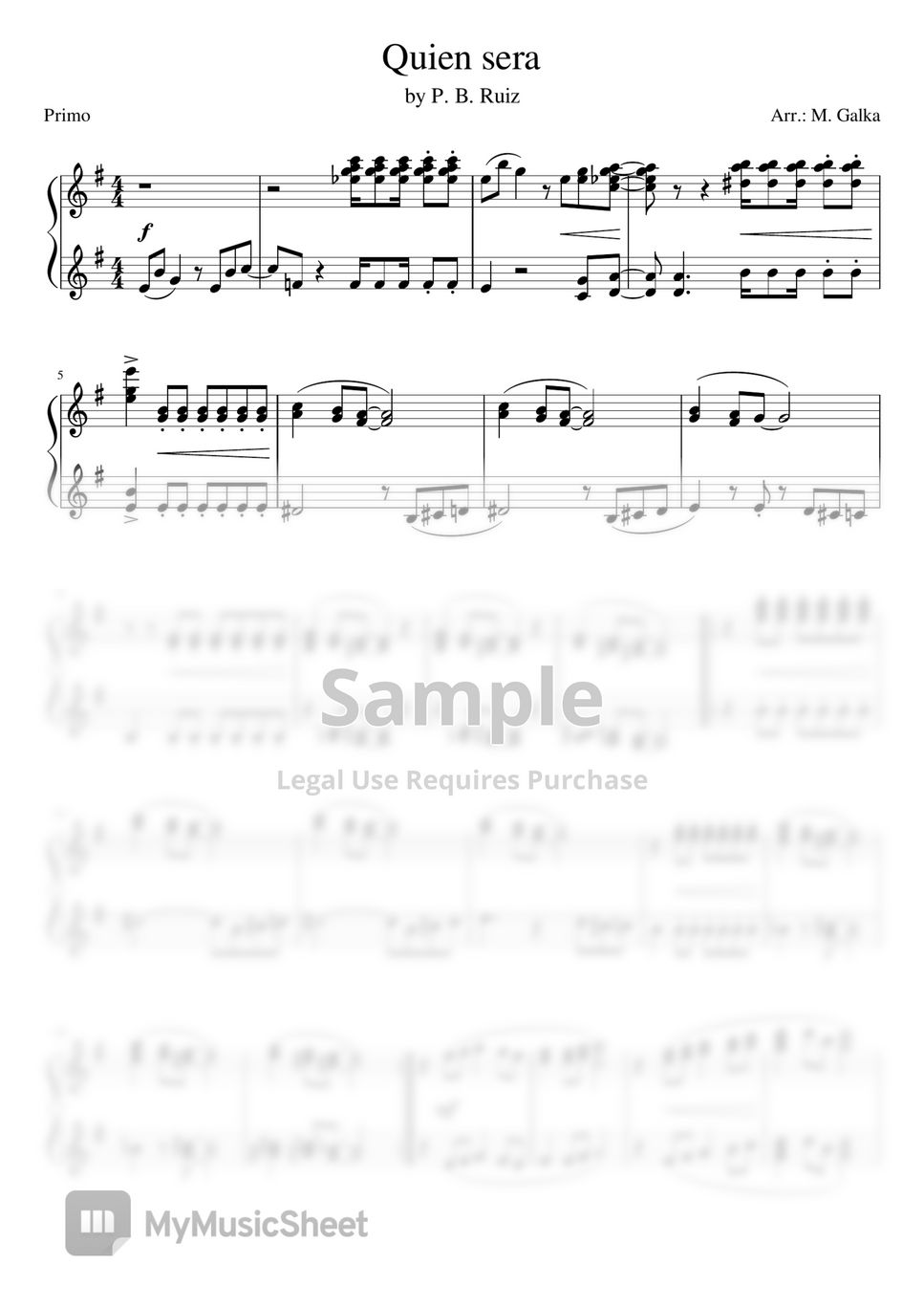 P. B. Ruiz - Quien sera - Sway - Piano 4 hands by Magdalena Galka