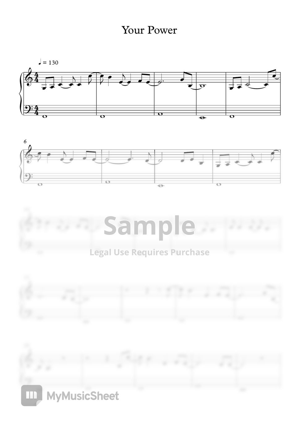 Billie Eilish Your Power (EASY) نوتة by SlowEasyPiano