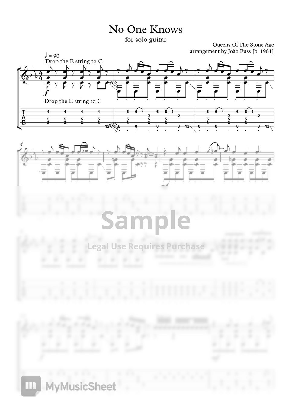 Queens Of The Stone Age No One Knows Sheets by João Fuss