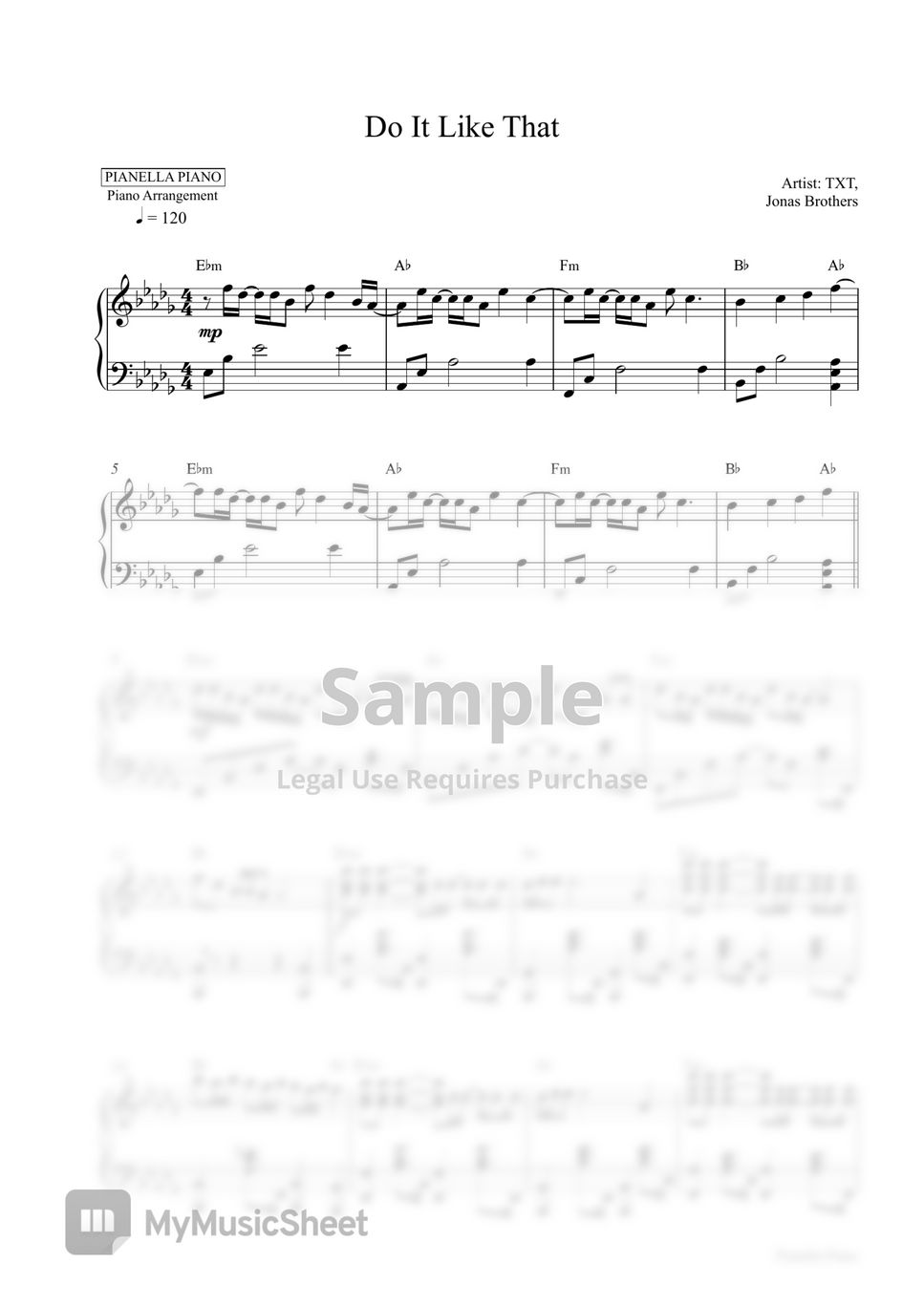 TXT, Jonas Brothers - Do It Like That (PIANO SHEET) by Pianella Piano