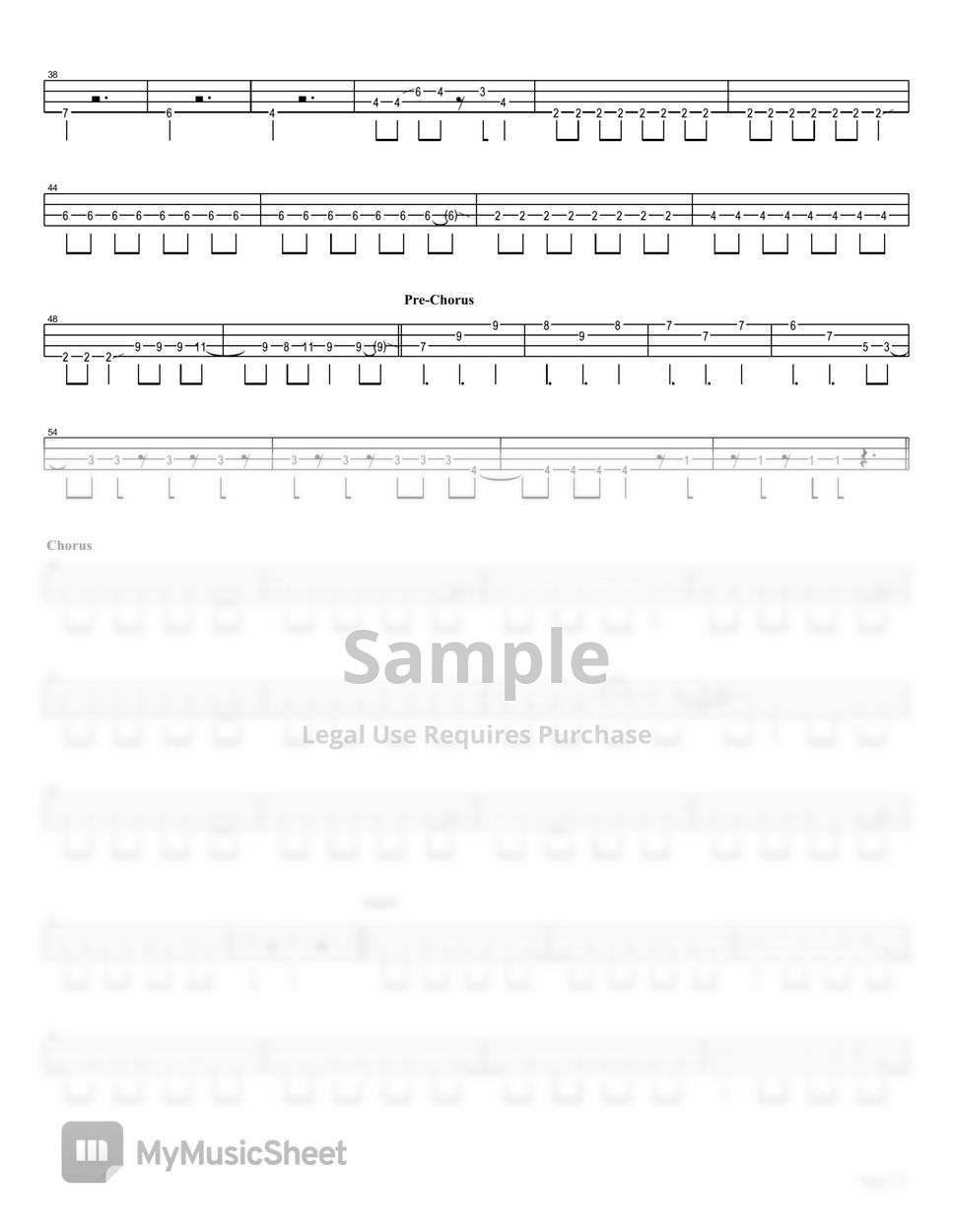 Silent Siren Cherry Bomb (Bass TAB) 악보 by Muya