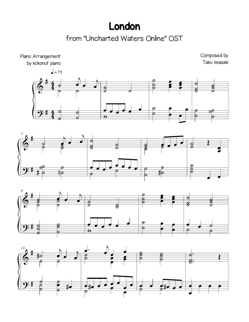 Uncharted Waters Online OST - London Sheets By Kokonut Piano