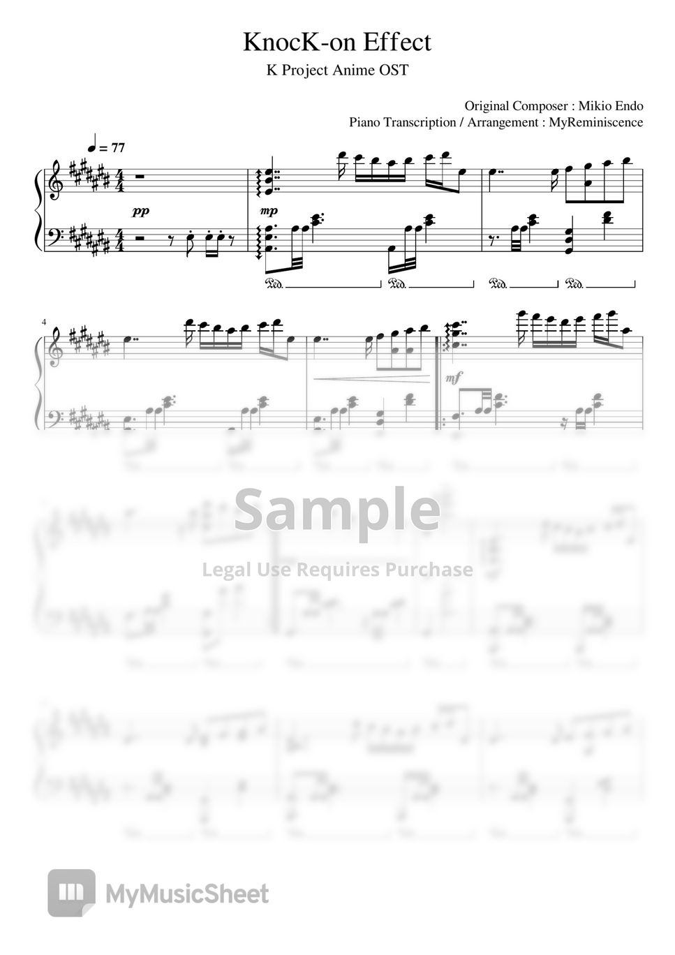 Mikio Endo KnocKon Effect (K Project OST) Sheets by MyReminscence