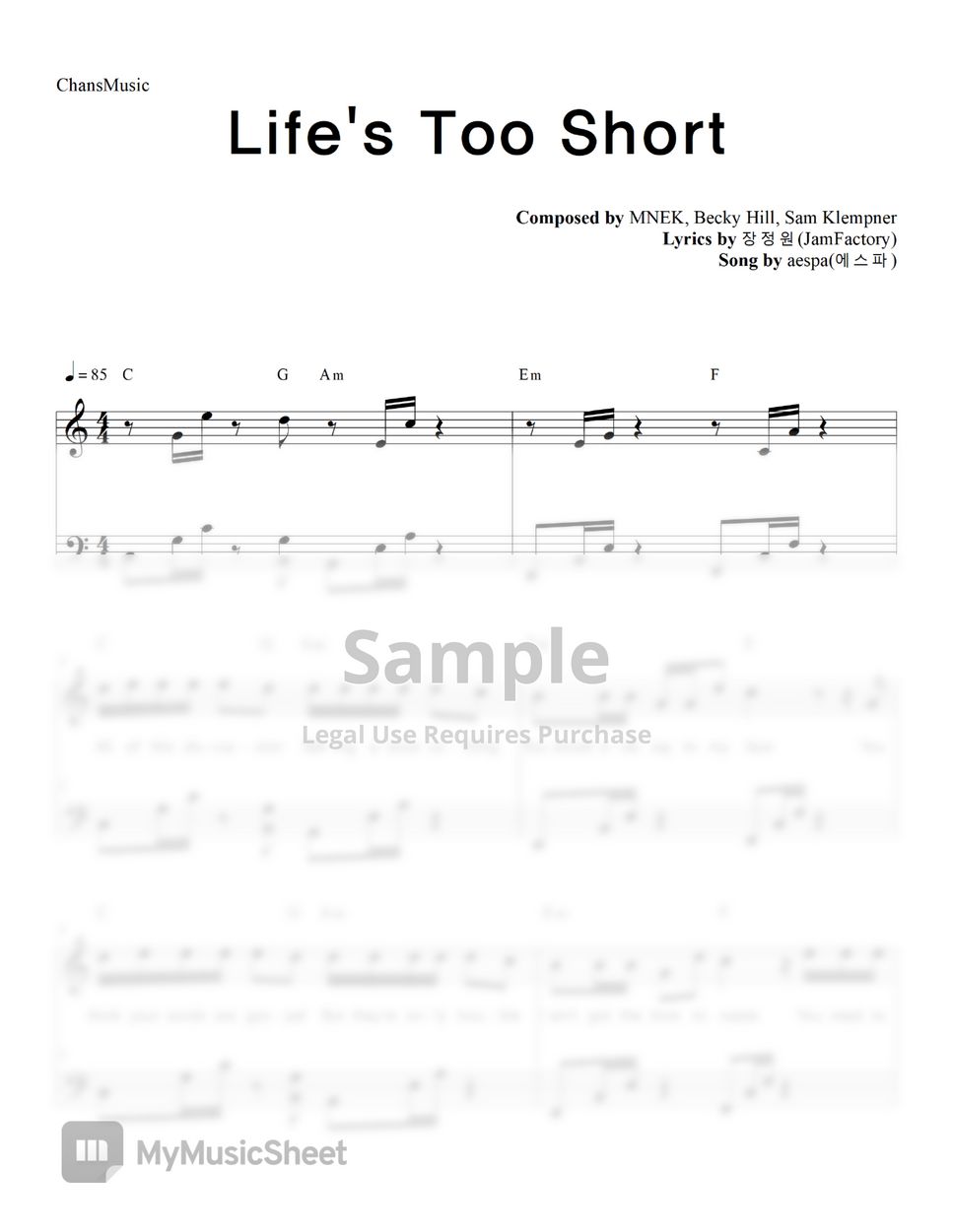 aespa - Life's Too Short (Easy Version) by ChansMusic