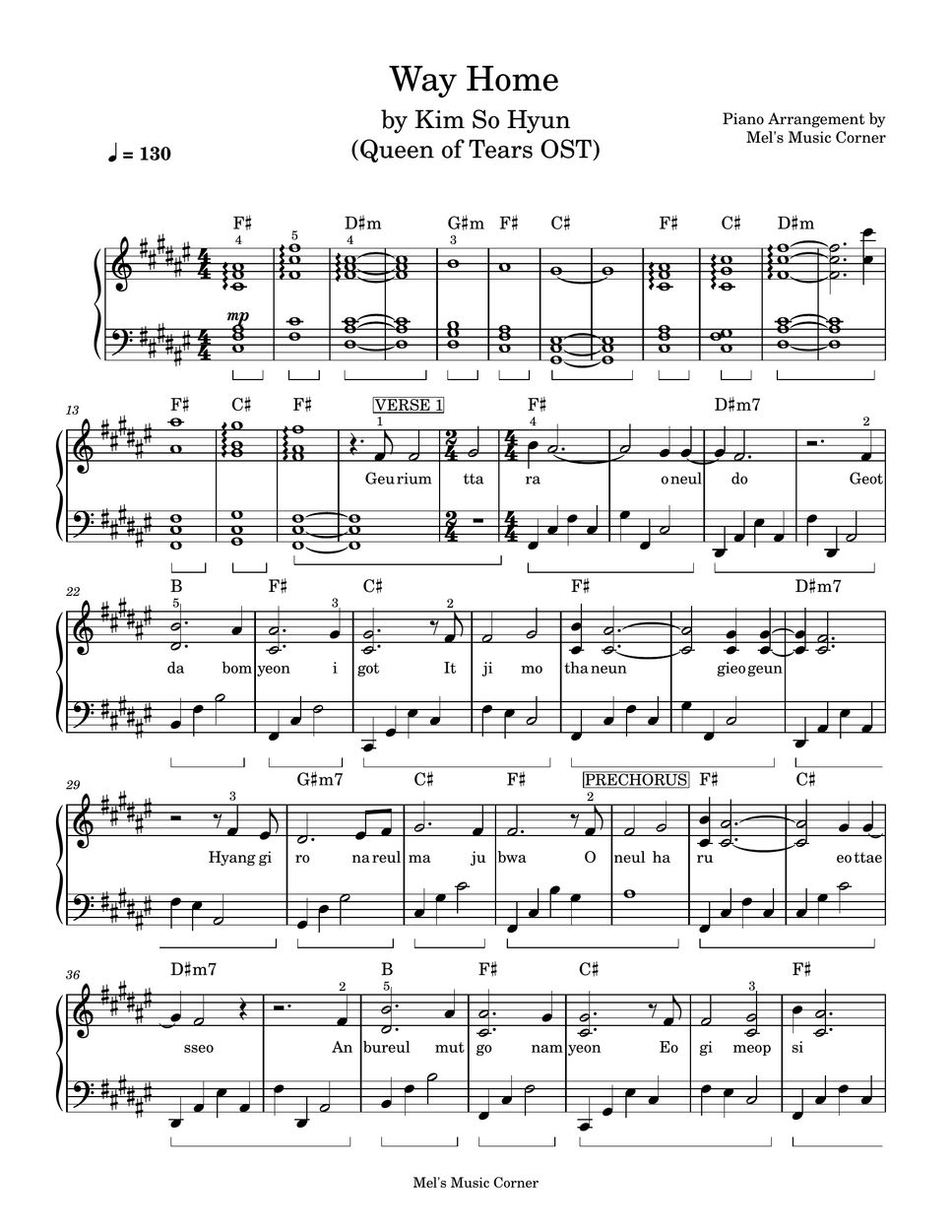 Kim Soo-hyun - Way Home (Queen of Tears OST) piano sheet music Sheets ...