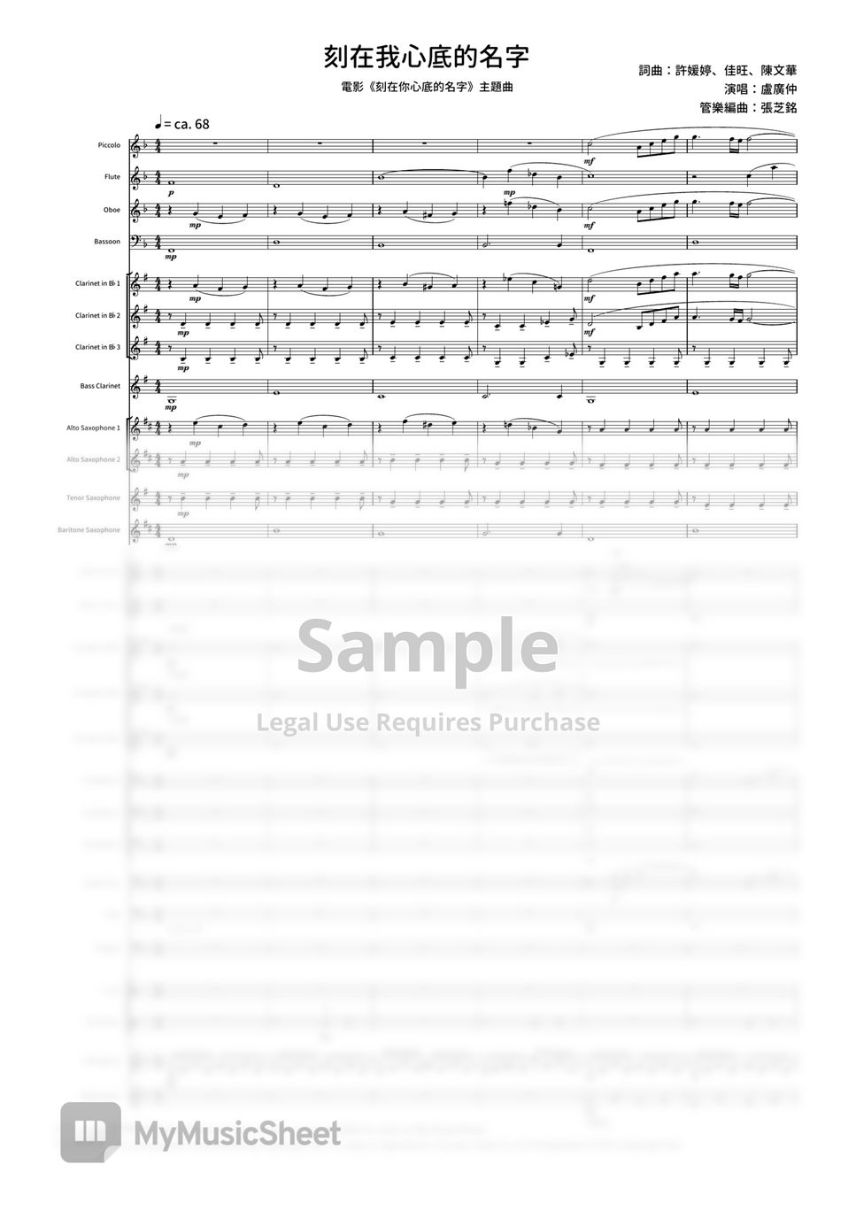 Crowd Lu - Full Score & Parts - Your Name Engraved Herein (Wind Band Version) by 張芝銘、許永慶