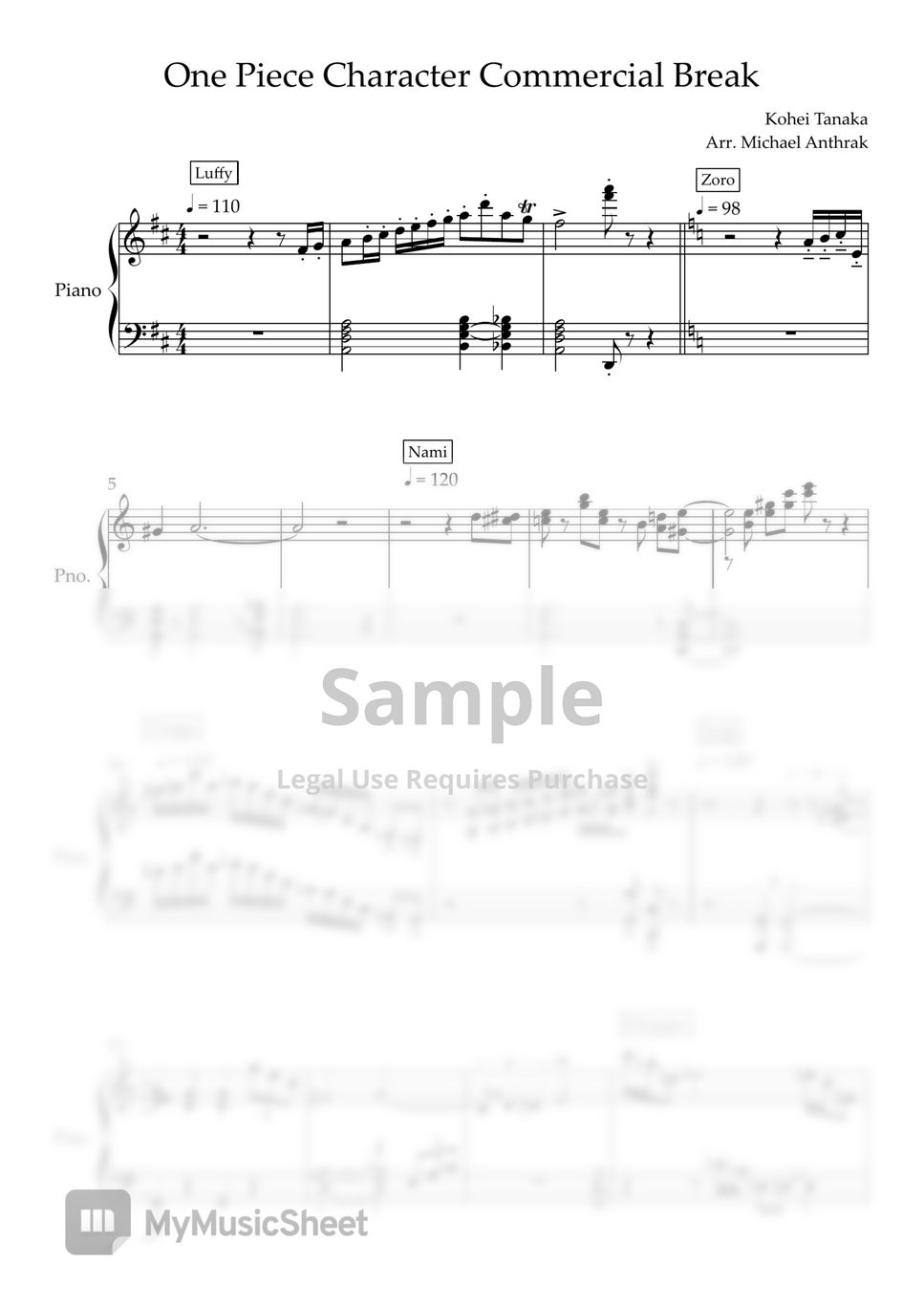 One Piece Character Commercial Break Sheets by Michael Anthrak