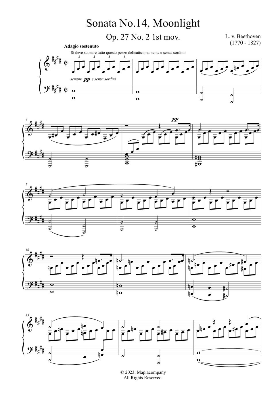 L. v. Beethoven - ベートーヴェン - ピアノソナタ第14番 by ココミュオリジナル