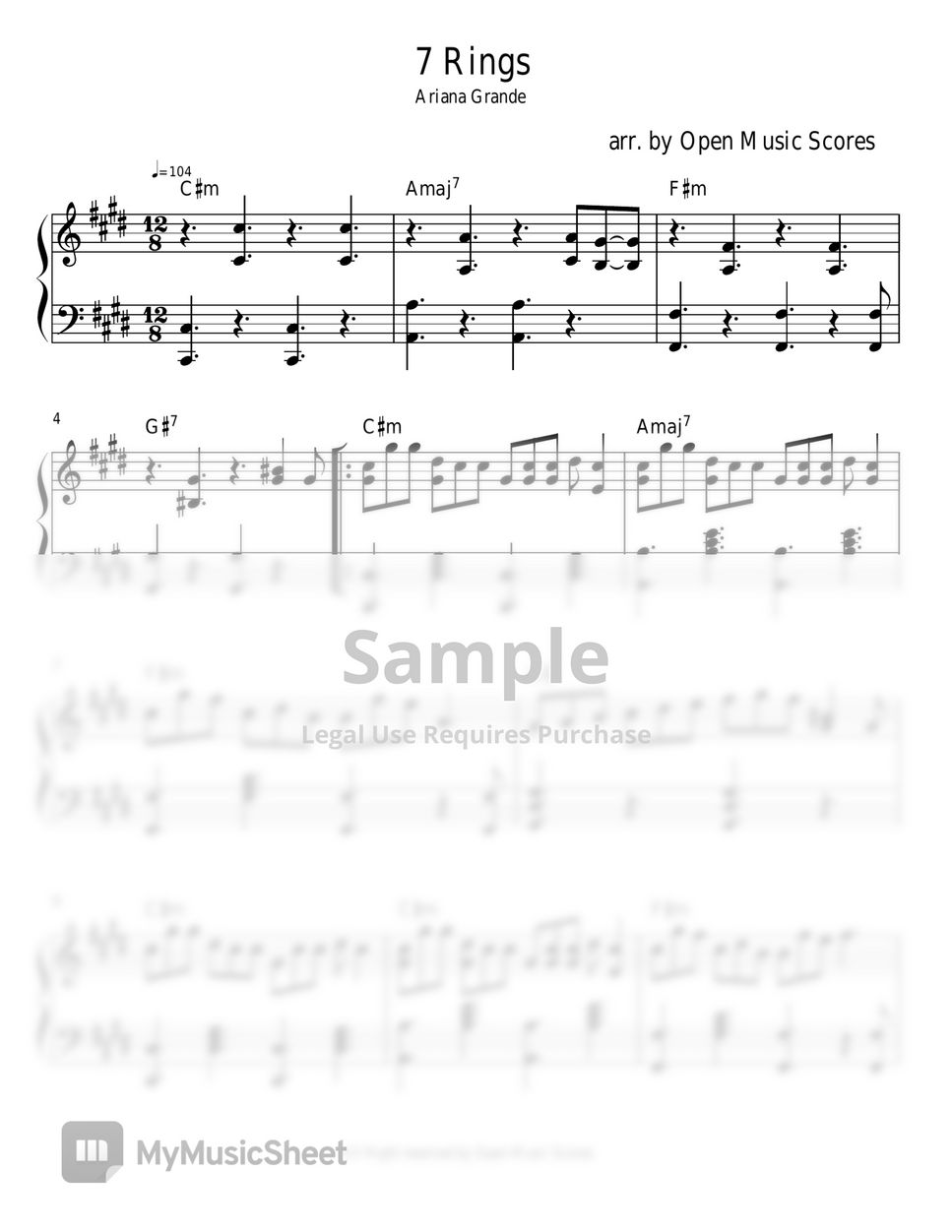 Ariana Grande - 7 Rings( Original Key) by Open Music Scores