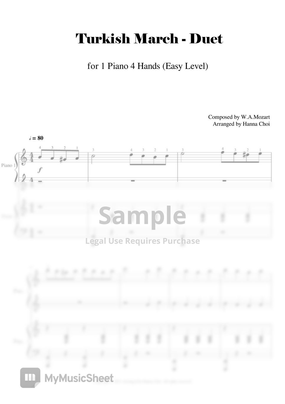 Mozart - Turkish March 터키행진곡 1piano 4 hands (피아노듀엣)