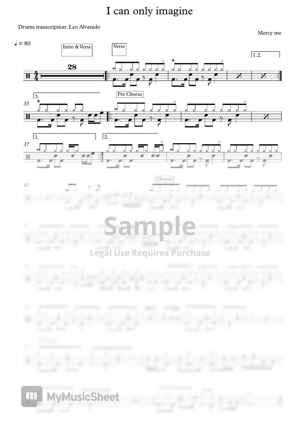 MercyME - I can only imagine (Christian song) by Drum Transcription: Leo Alvarado