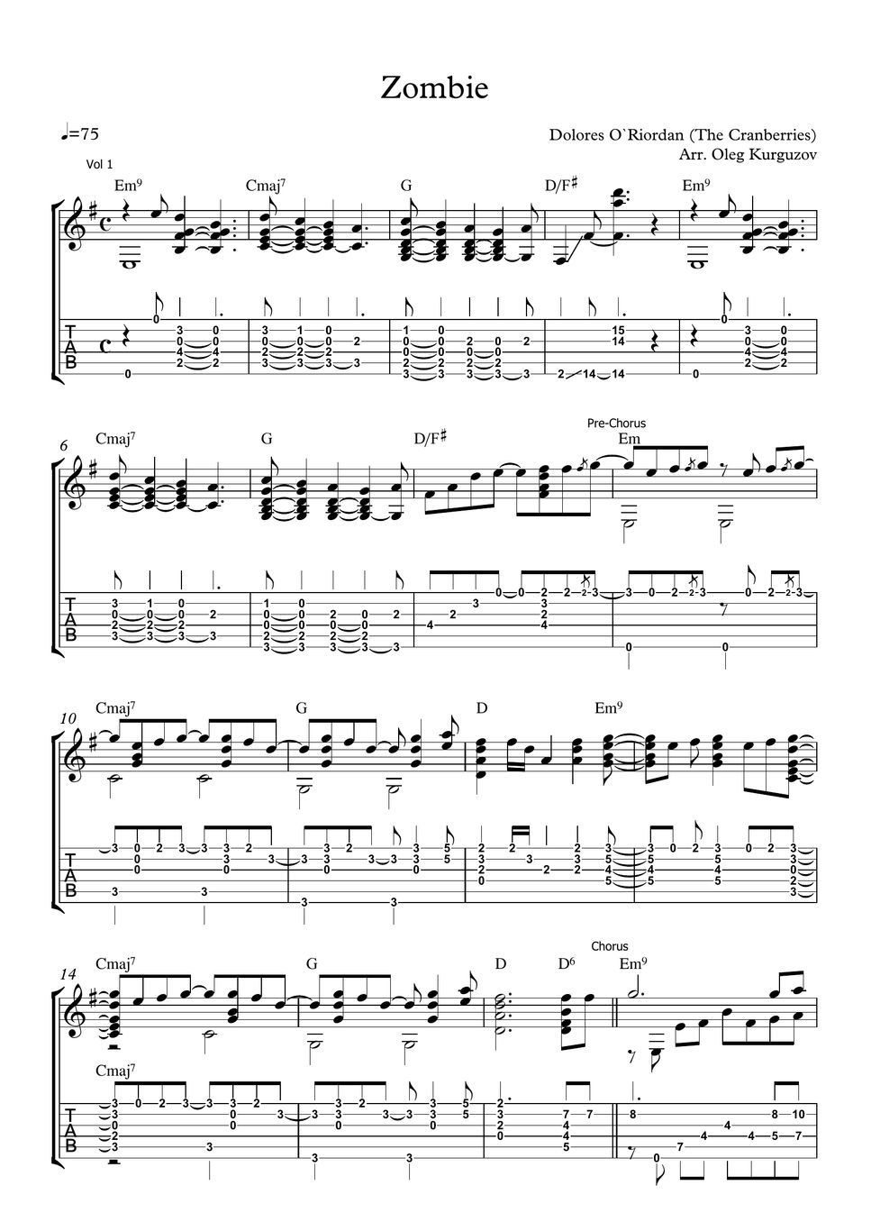 The Cranberries Zombie TAB by Oleg Kurguzov