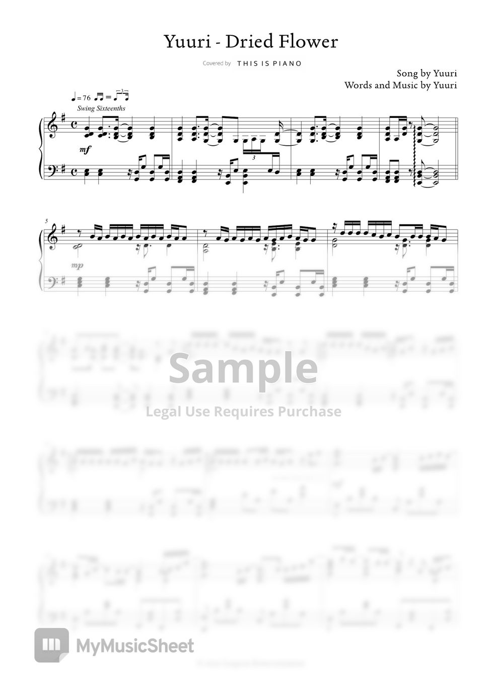 優里 (Yuuri) ドライフラワー (Dried Flower) Sheets by THIS IS PIANO