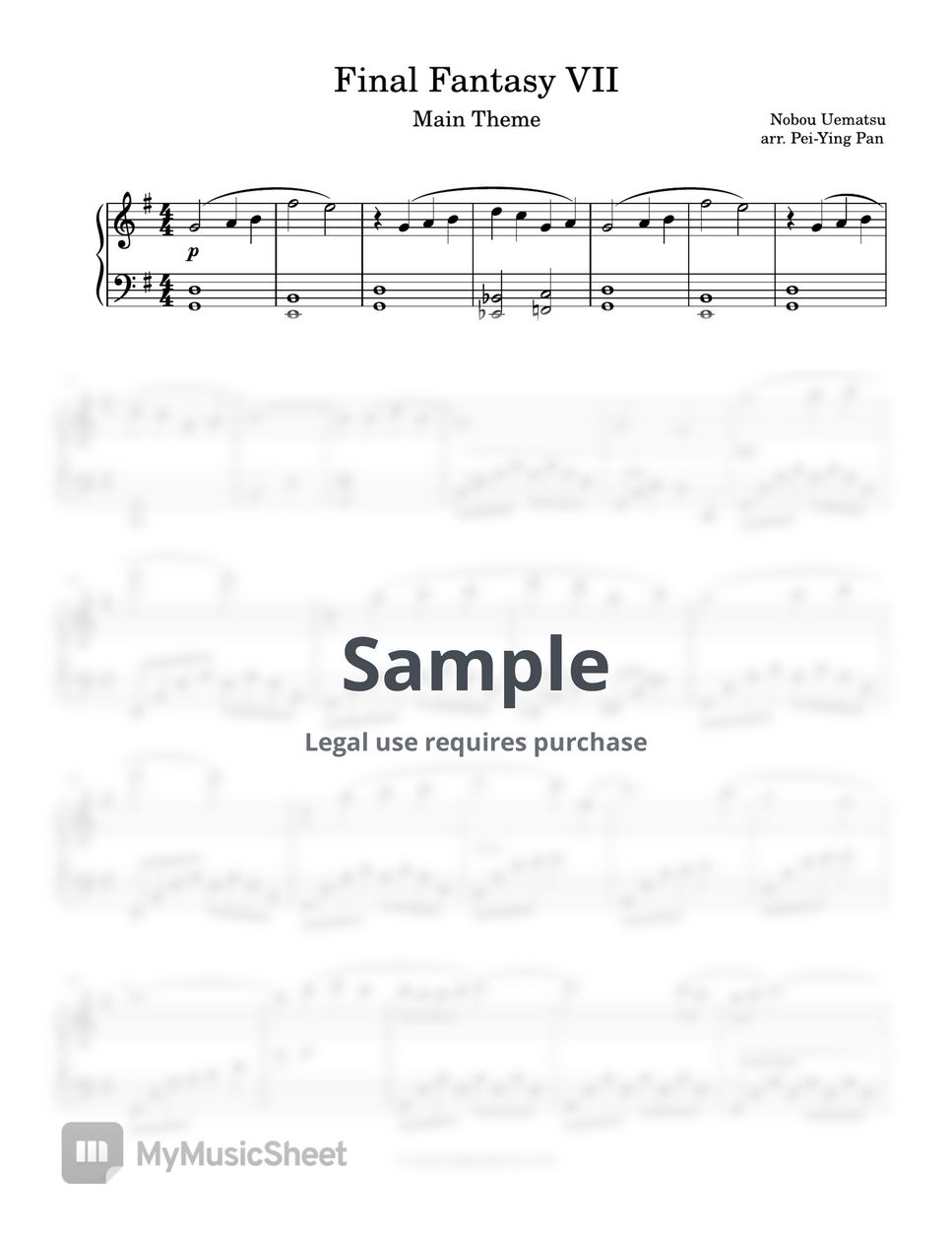 Nobou Uemastu Final Fantasy Theme (Final Fantasy VII) Sheets
