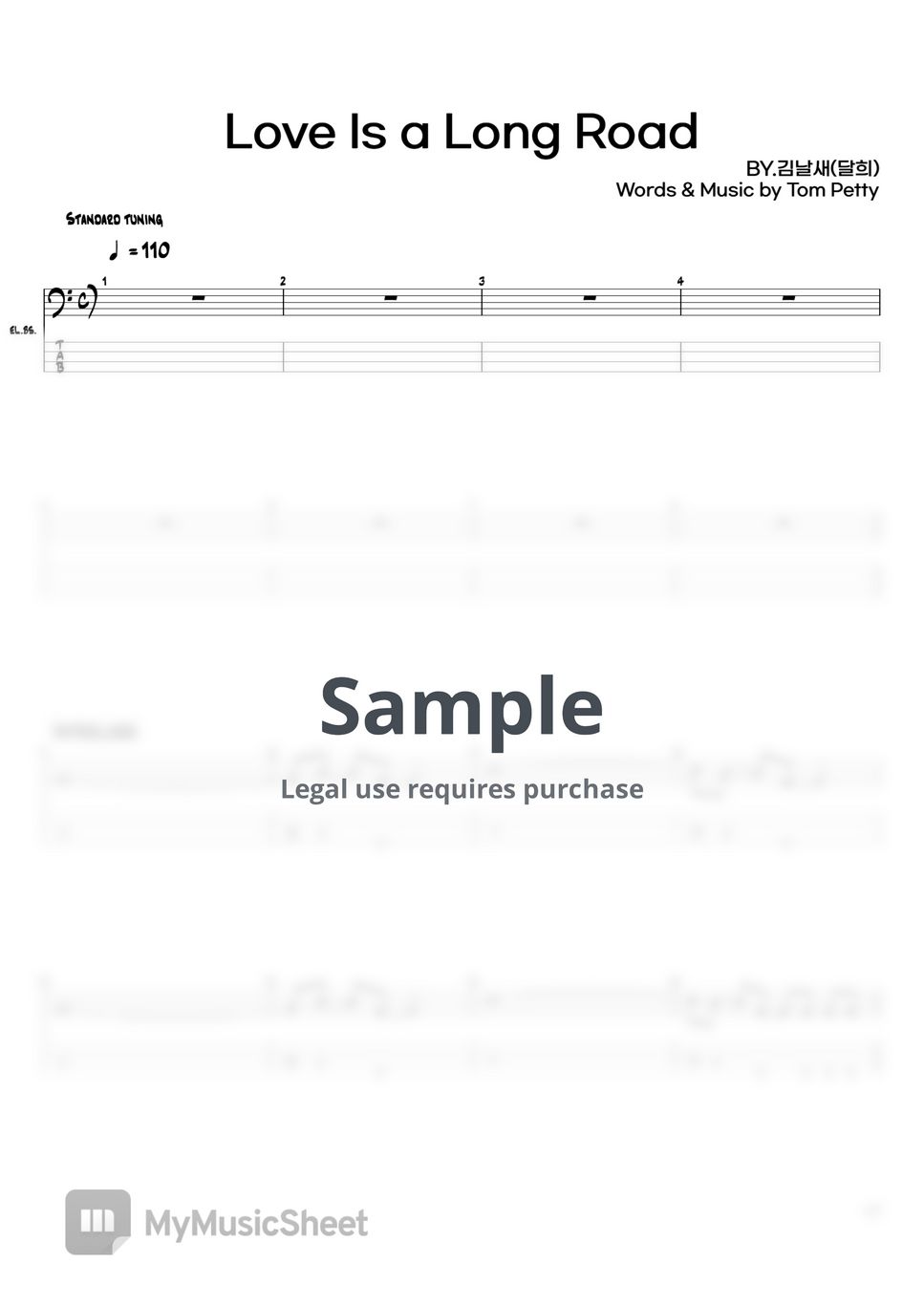 Tom Petty Love Is a Long Road Tab + 1staff by 김날새