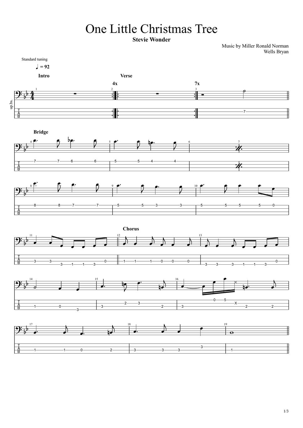 Stevie Wonder One Little Christmas Tree 楽譜 by まっきん