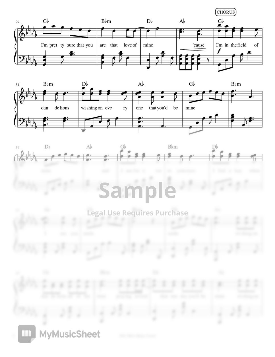 Ruth B. - Dandelions (piano sheet music) by Mel Music Corner