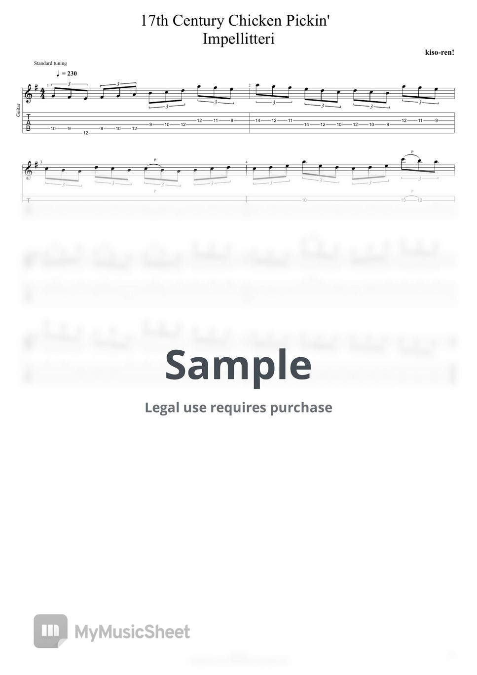 Impellitteri - 17th Century Chicken Pickin' - Impellitteri Intro Guitar Lesson (TAB PDF & Guitar Pro files.（gp5）) by Technical Guitar