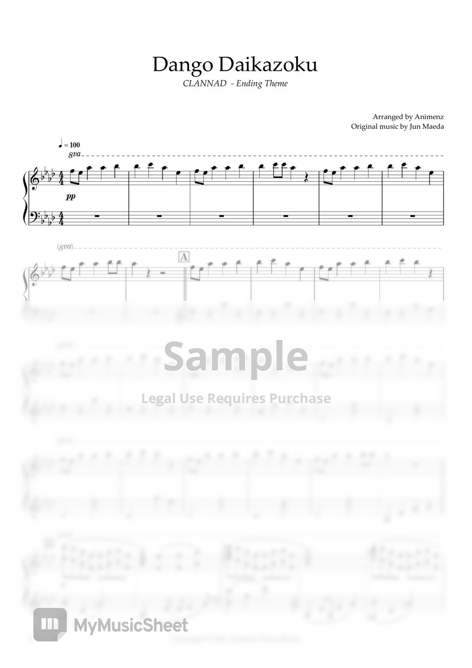 Clannad Ending Theme - Dango Daikazoku Sheet music for Voice