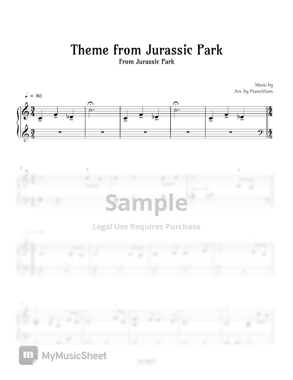 John Williams - Theme from Jurassic Park (Jurassic Park) by PianoSSam