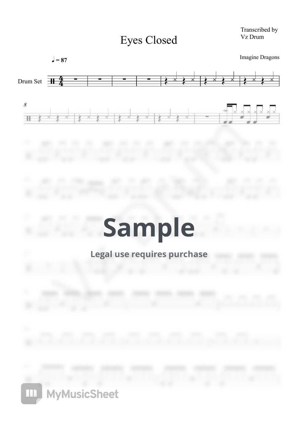 Imagine Dragons Eyes Closed Sheets by Vz Drum