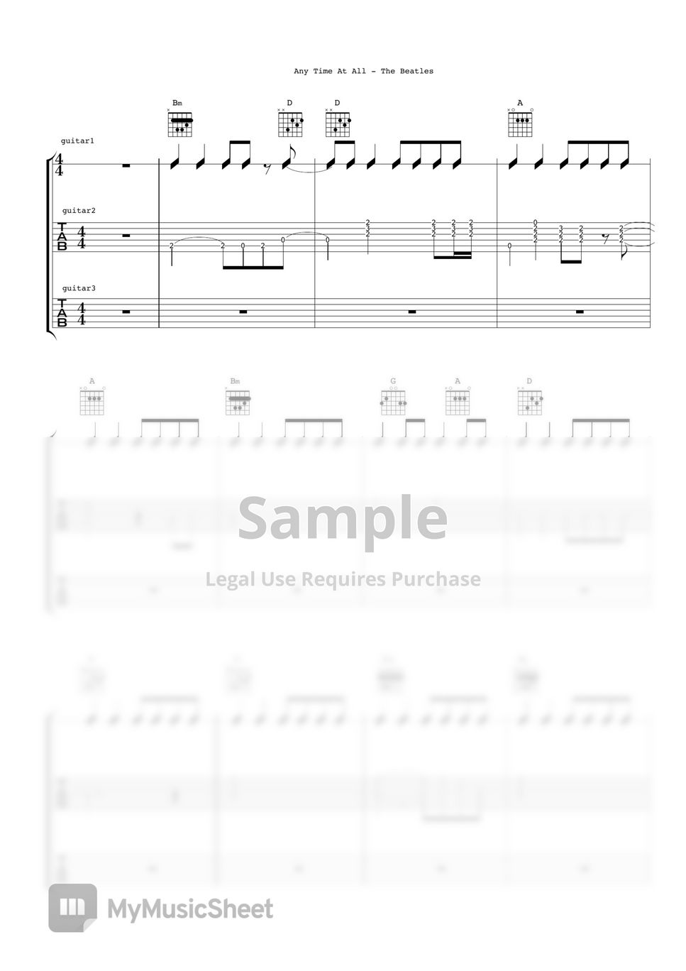 The Beatles - Any Time At All (guitar x3) by Ryohei Kanayama