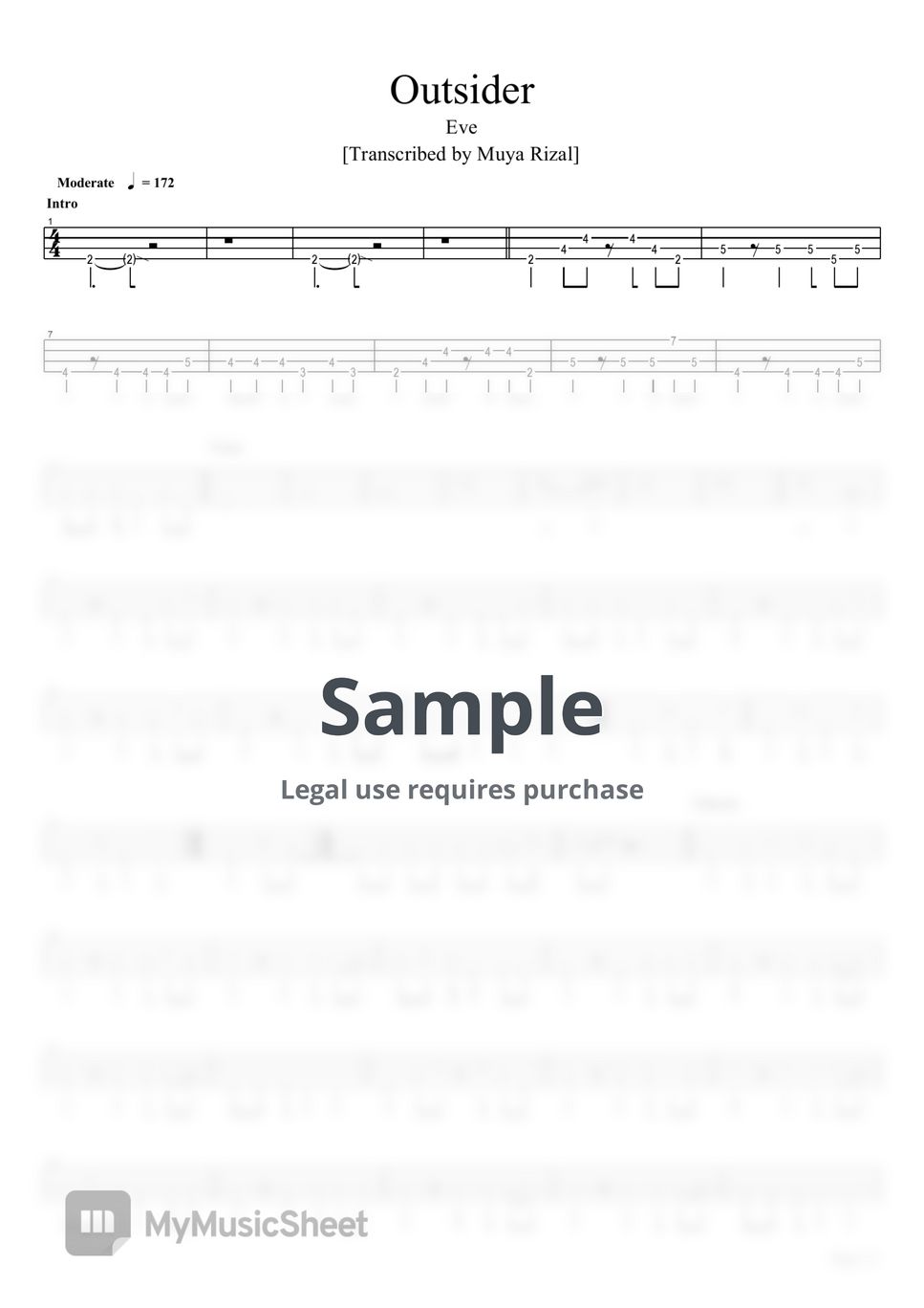 Eve - Outsider (Bass TAB) by Muya