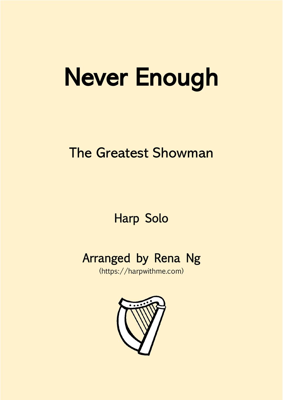 The Greatest Showman - Never Enough (Harp Solo) Hoja by Harp With Me