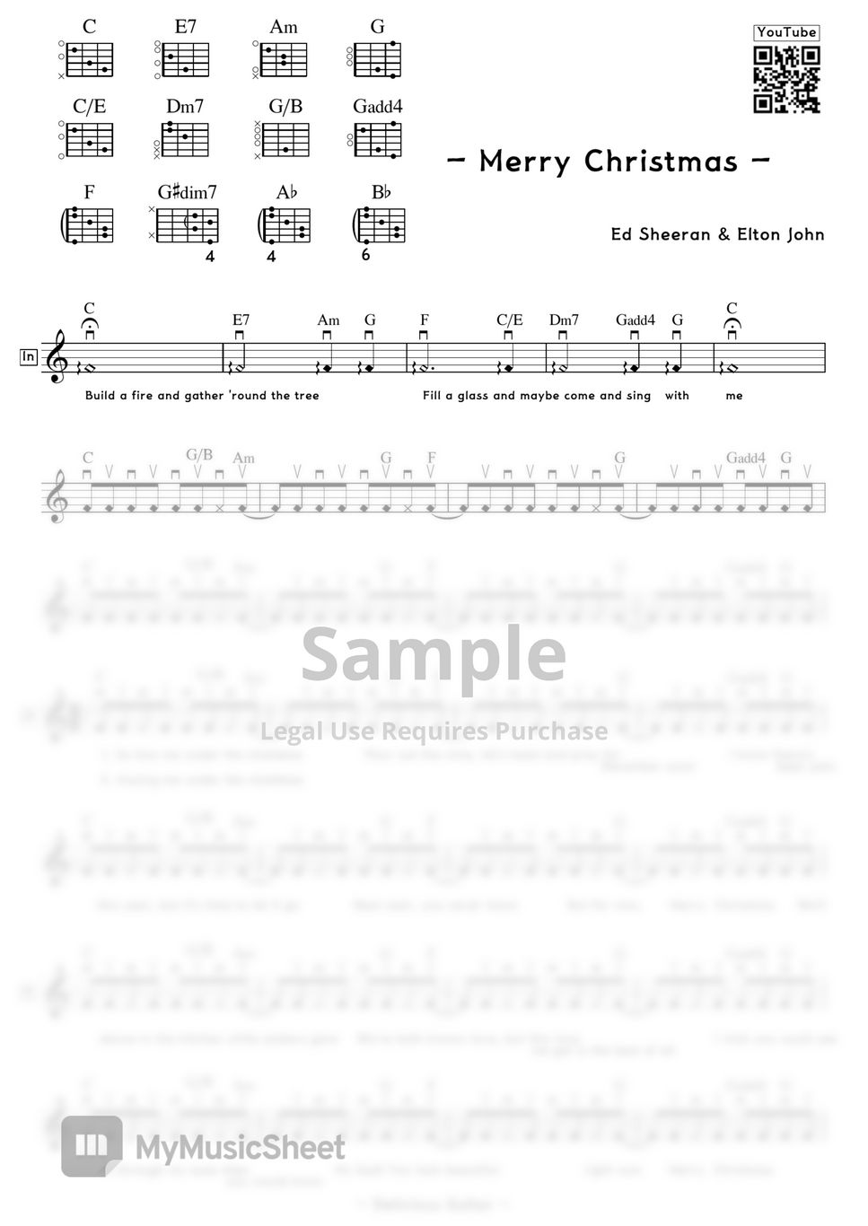Ed Sheeran & Elton John Merry Christmas Sheets by Delicious Guitar