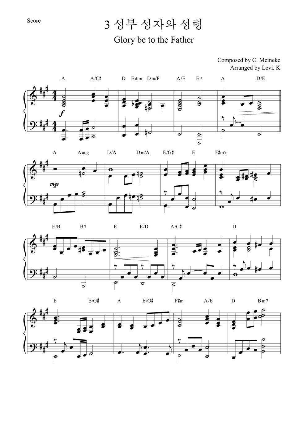 C. Meineke Glory be to the Father 악보 by Levi the Hymner