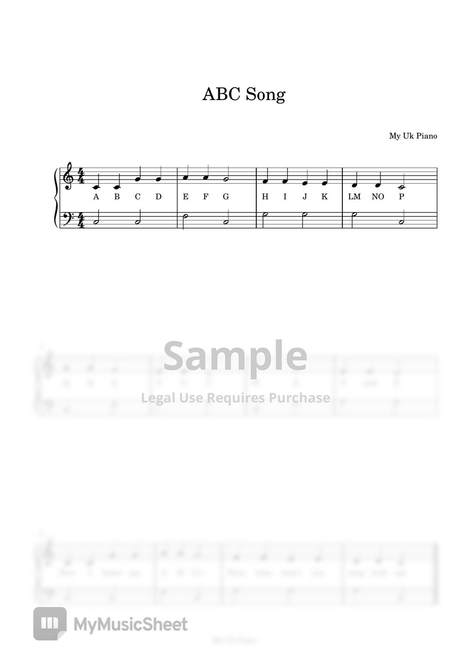 ABC 노래 (ABC Song) (매우쉬운 피아노악보) by My Uk Piano