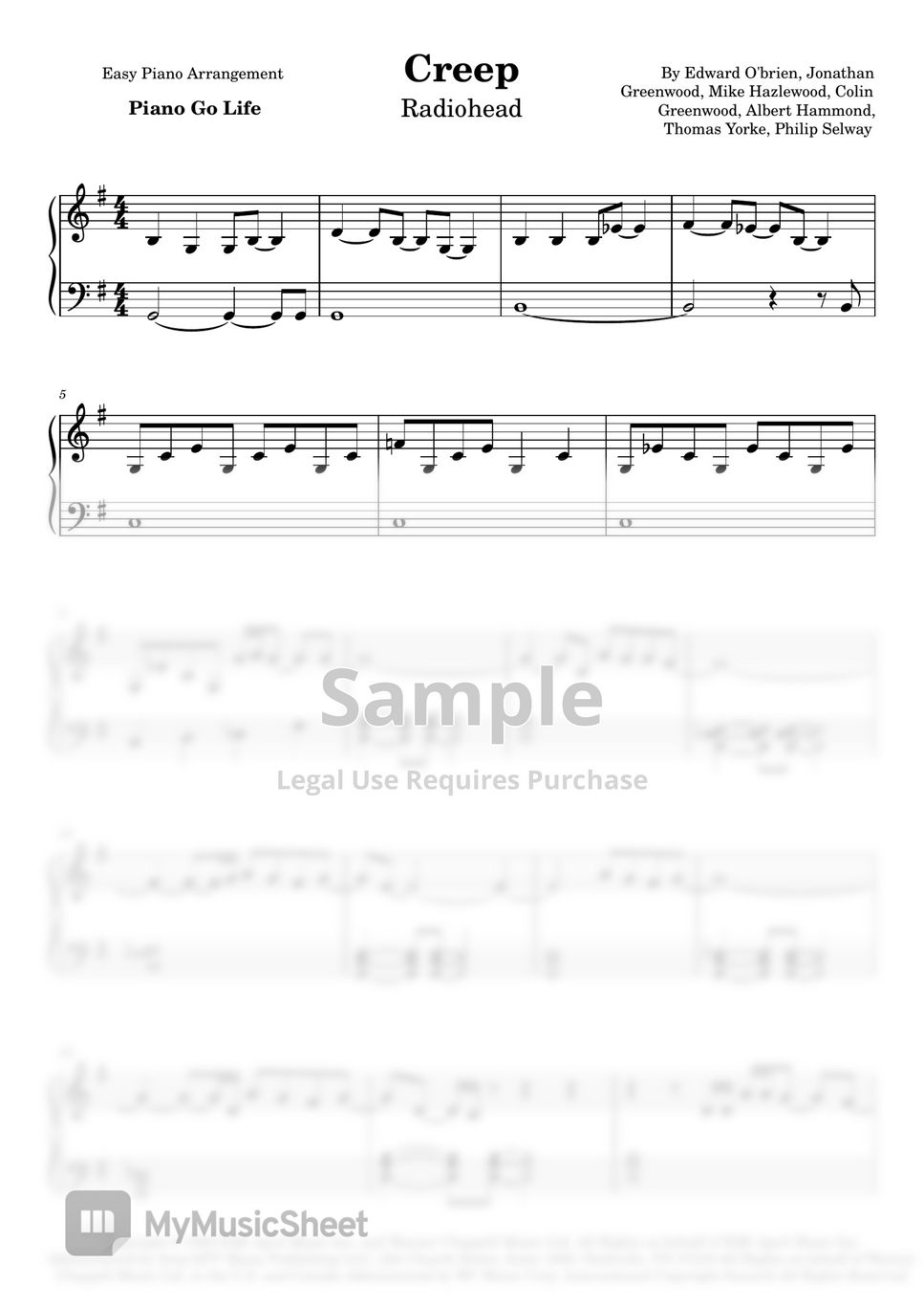 Radiohead - Creep (Easy) by Piano Go Life
