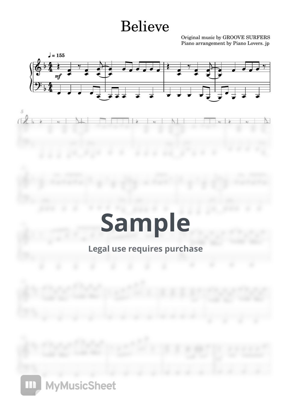 Folder5 - Believe (One Piece / Piano Sheet Music / Beginner) Sheets by ...