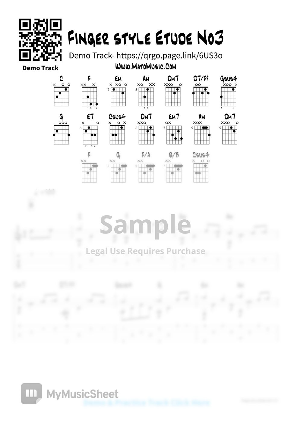 Fingerstyle Guitar Etude No.3 Lembar Musik by