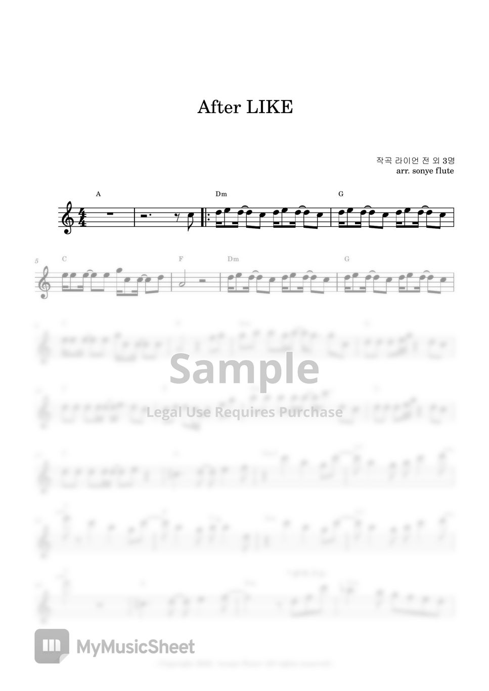 IVE - After LIKE (Flute Sheet Music) by sonye flute