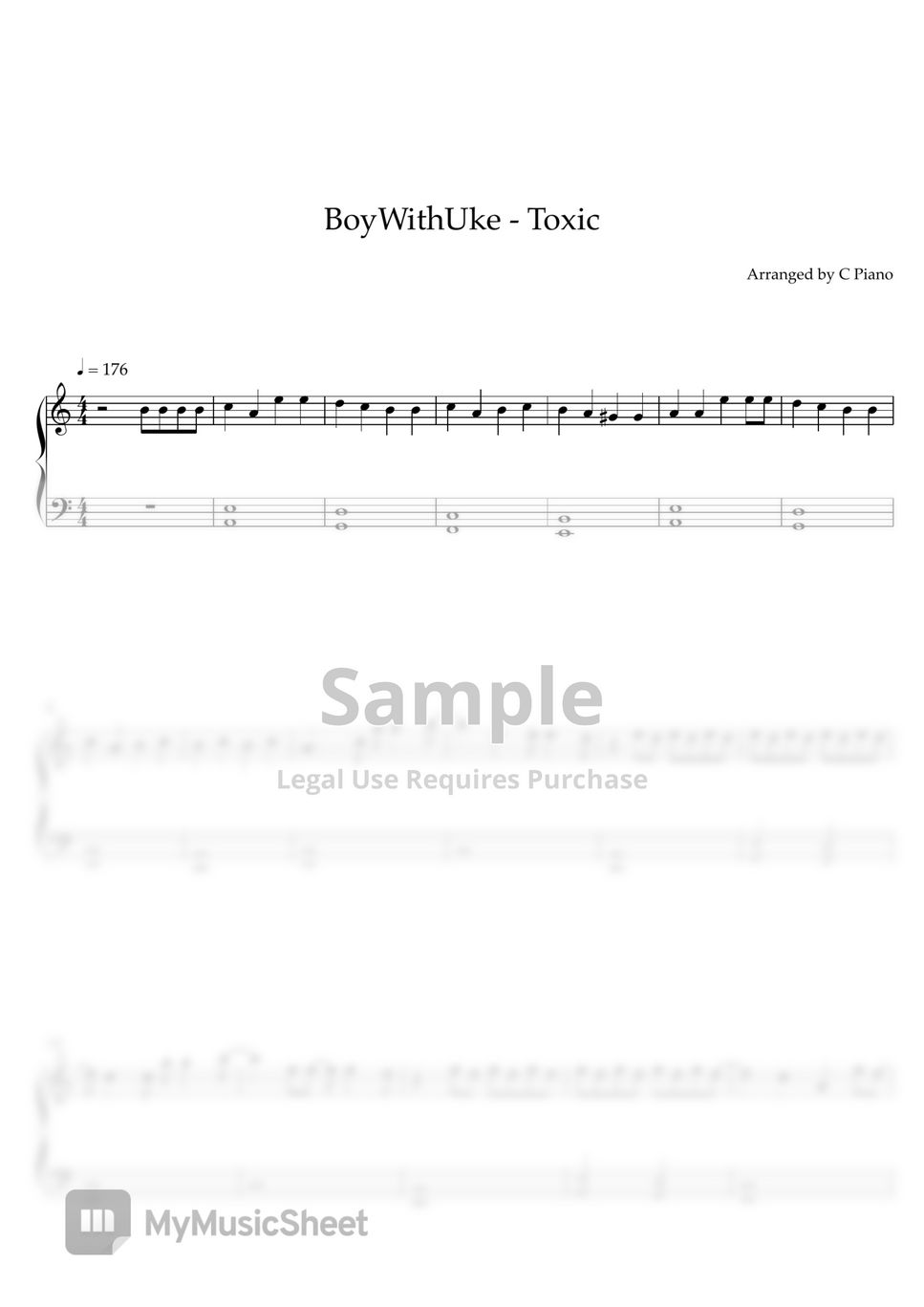 BoyWithUke - Toxic (Easy Version) Sheets by C Piano