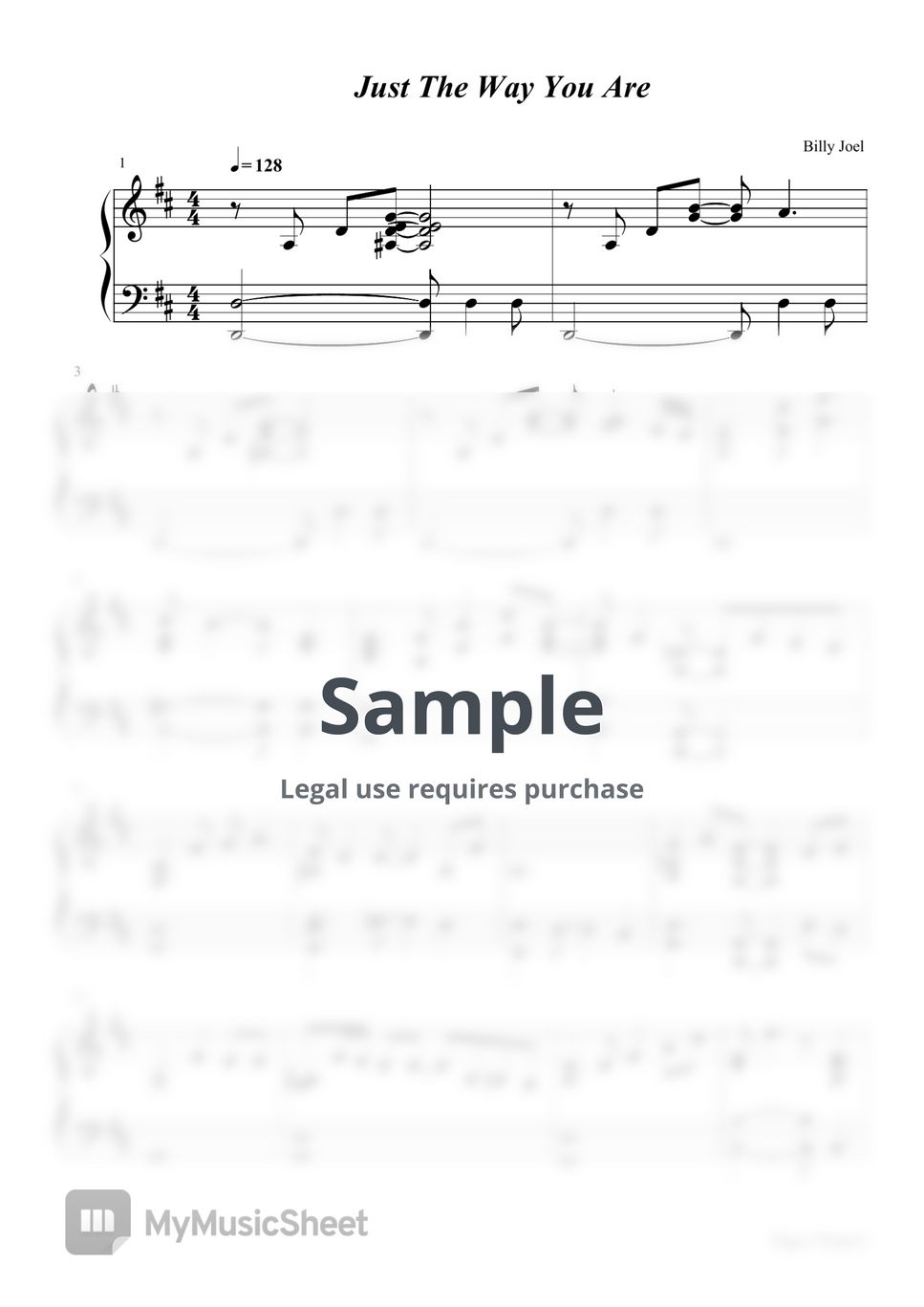 Billy joel just the way you are billy joel sheet music by yilun