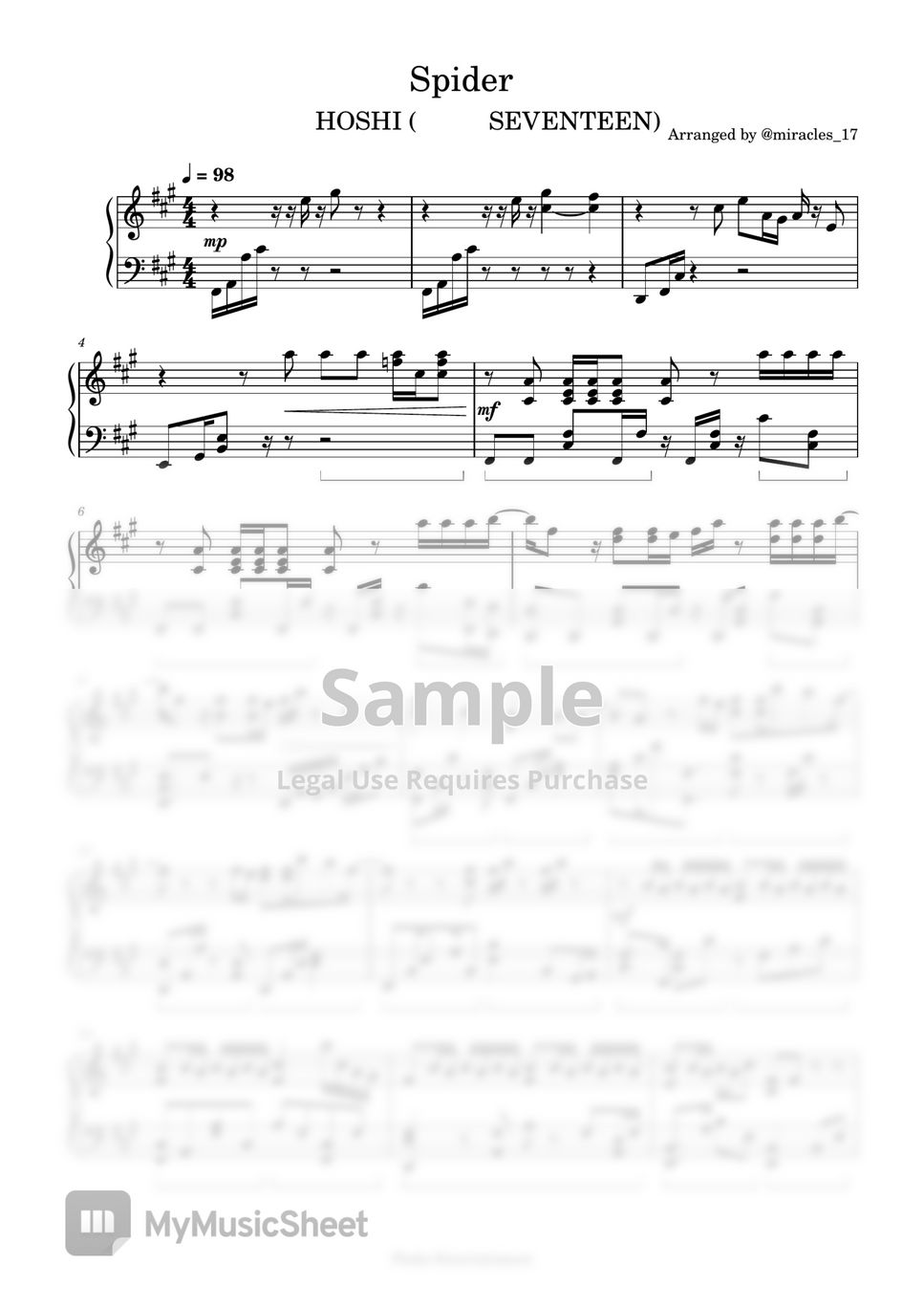 HOSHI (SEVENTEEN) - Spider 楽譜 by @miracles_17