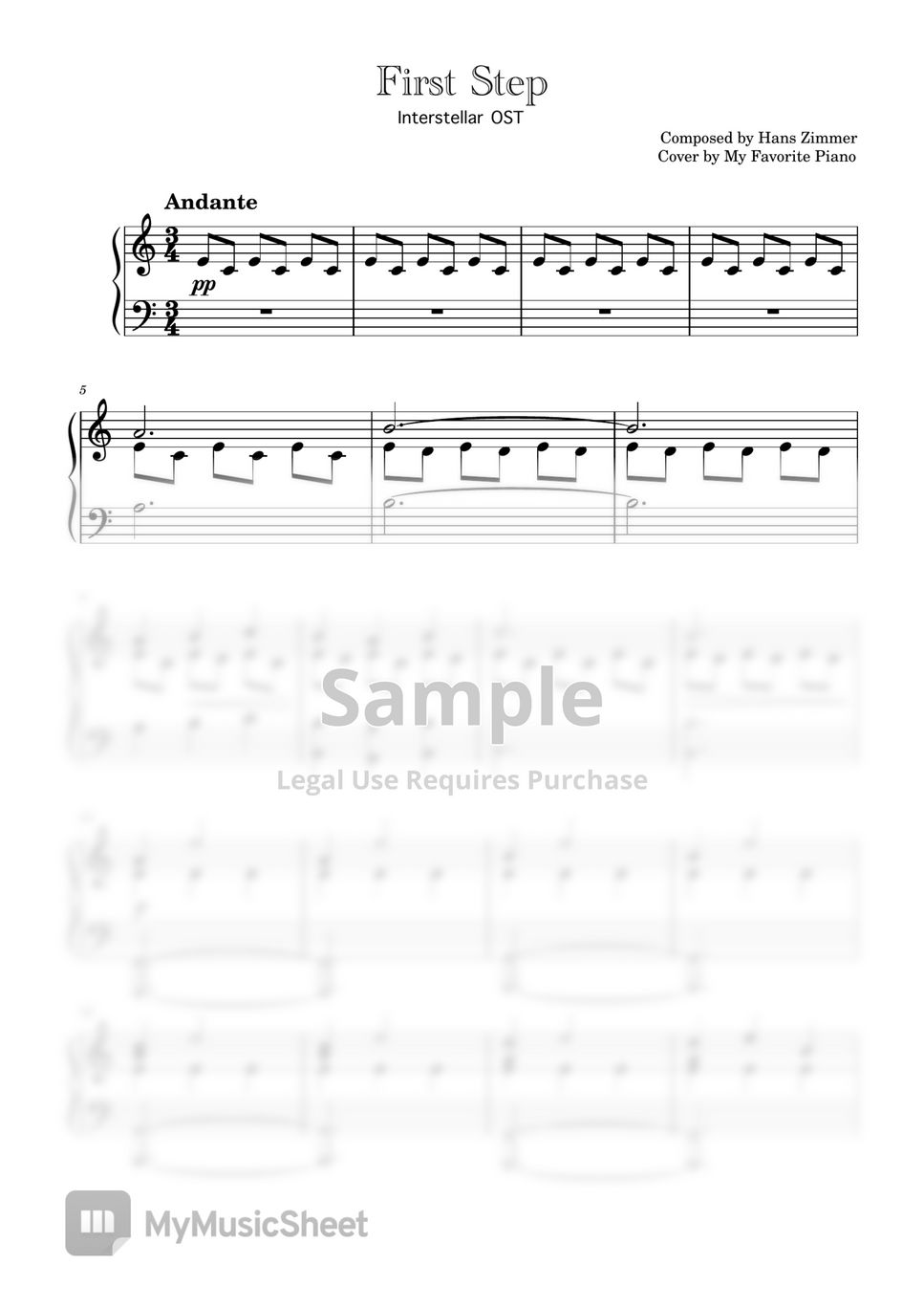First Step Interstellar Ost Difficult Ver Sheets By My Favorite Piano 