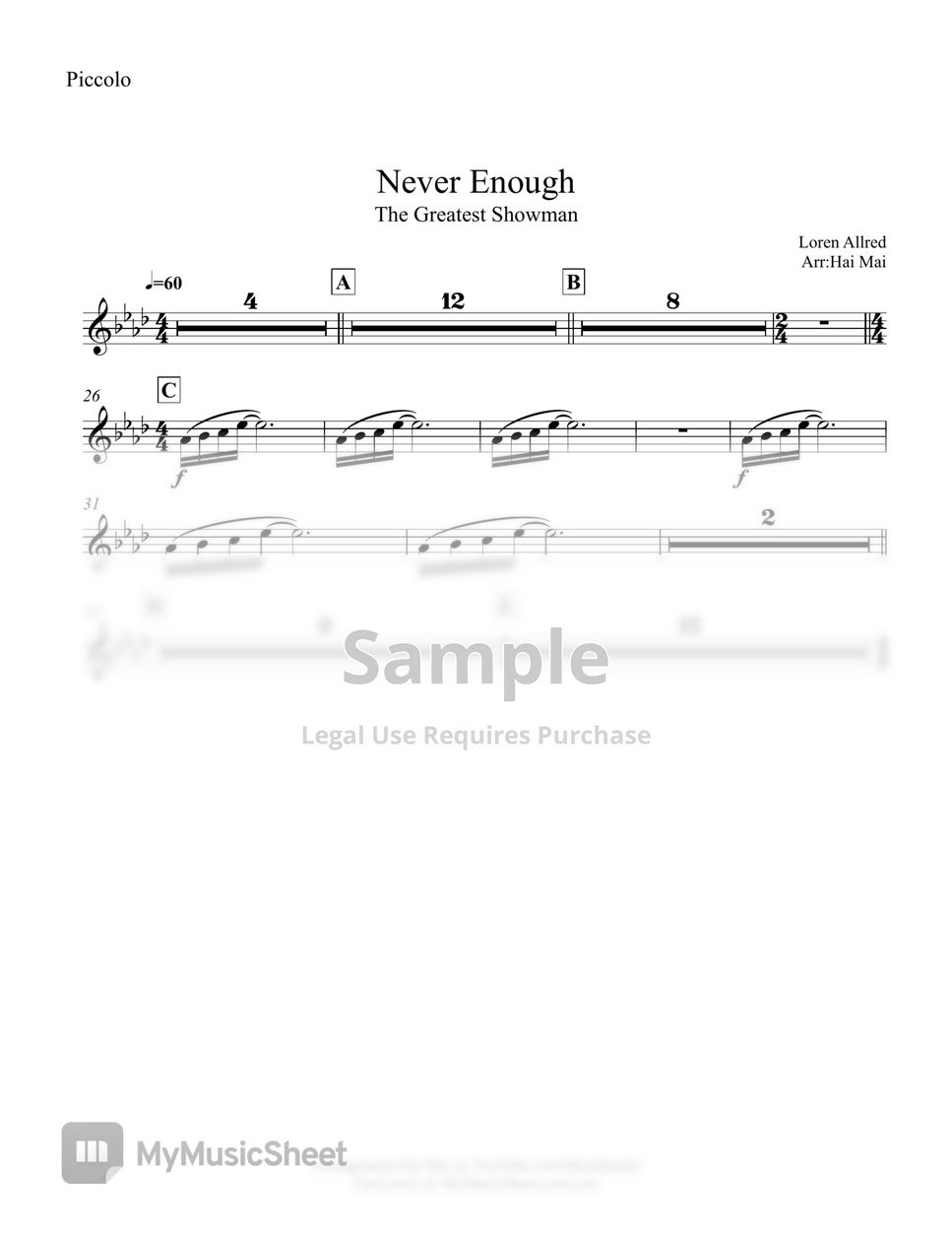 Never Enough - Viola from 'The Greatest Showman' Sheet Music in